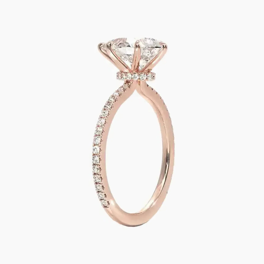 Daisy 2 Carat Pear Cut Hidden Halo Lab Grown Diamond Ring in Silver - View 5