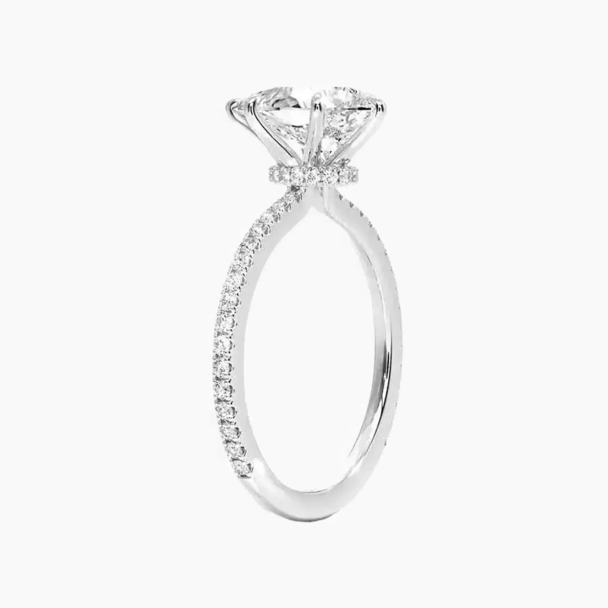 Daisy 4 Carat Pear Cut Hidden Halo Lab Grown Diamond Ring in 14K White Gold - View 2
