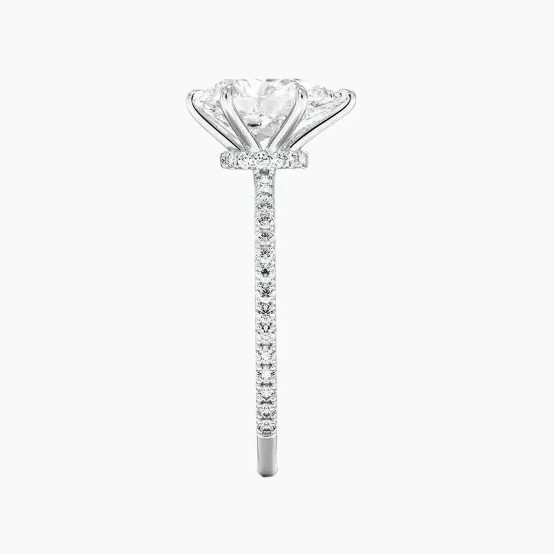 Daisy 1 Carat Pear Cut Hidden Halo Lab Grown Diamond Ring in 14K White Gold - View 3
