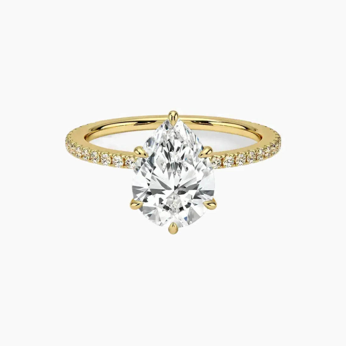 Daisy 1 Carat Pear Cut Hidden Halo Lab Grown Diamond Ring in 10K Rose Gold - View 7