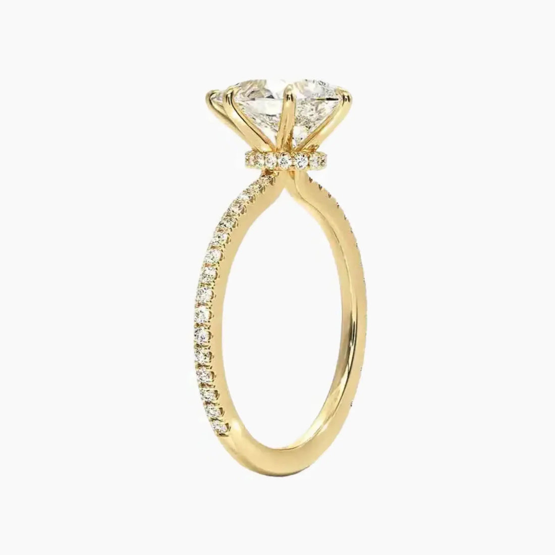 Daisy 2 Carat Pear Cut Hidden Halo Lab Grown Diamond Ring in Silver - View 8