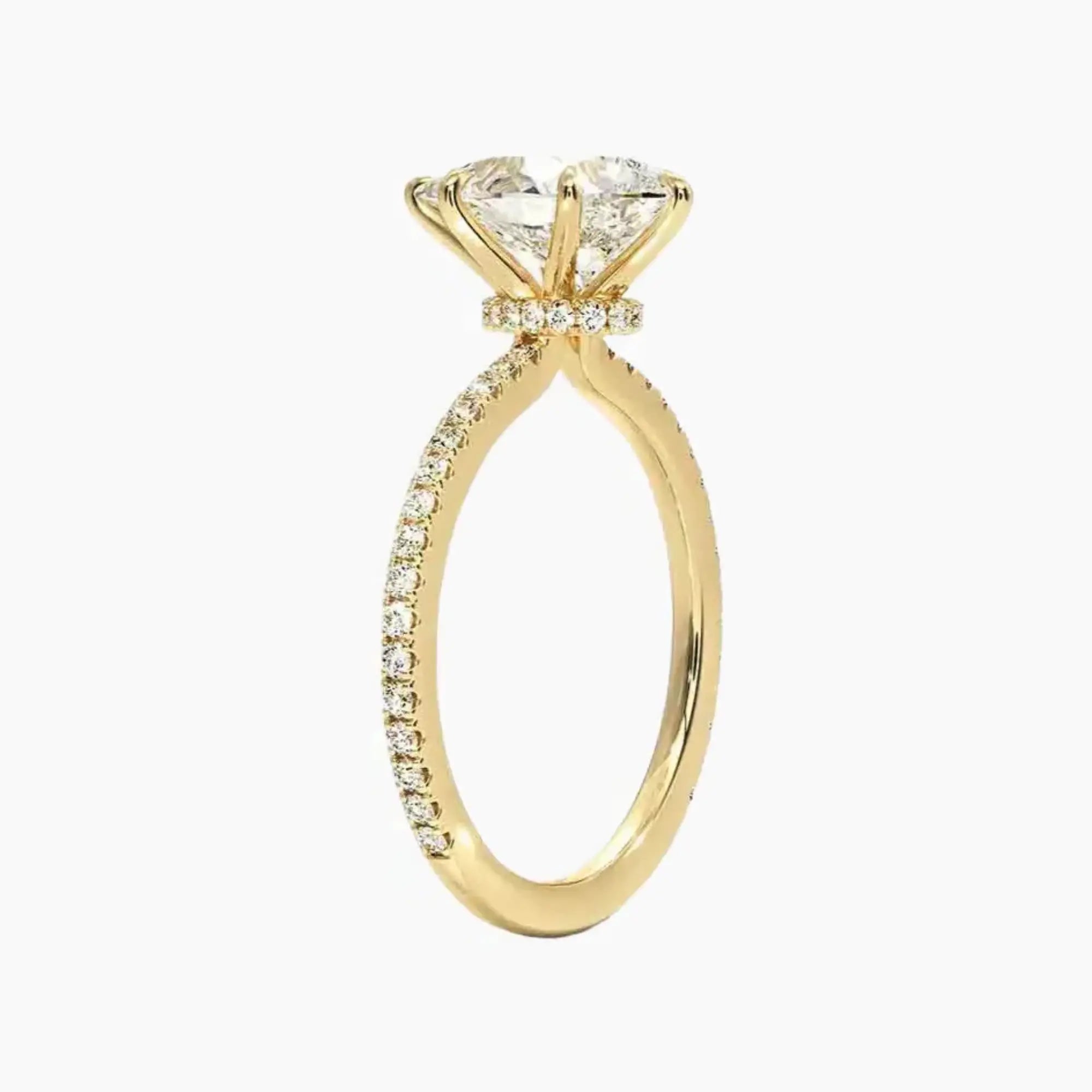 Daisy 1 Carat Pear Cut Hidden Halo Lab Grown Diamond Ring in 10K White Gold - View 8