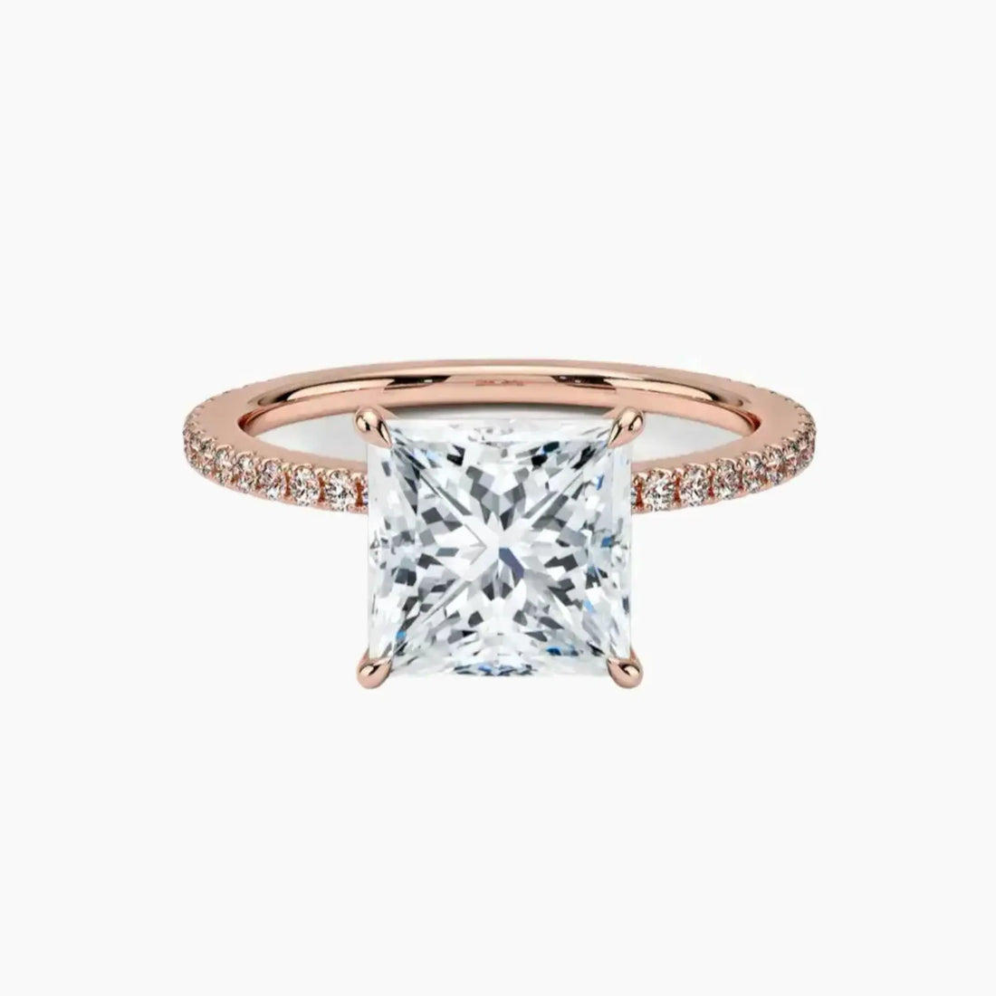 Daisy 5 Carat Princess Cut Hidden Halo Lab Grown Diamond Ring in 14K White Gold - View 4