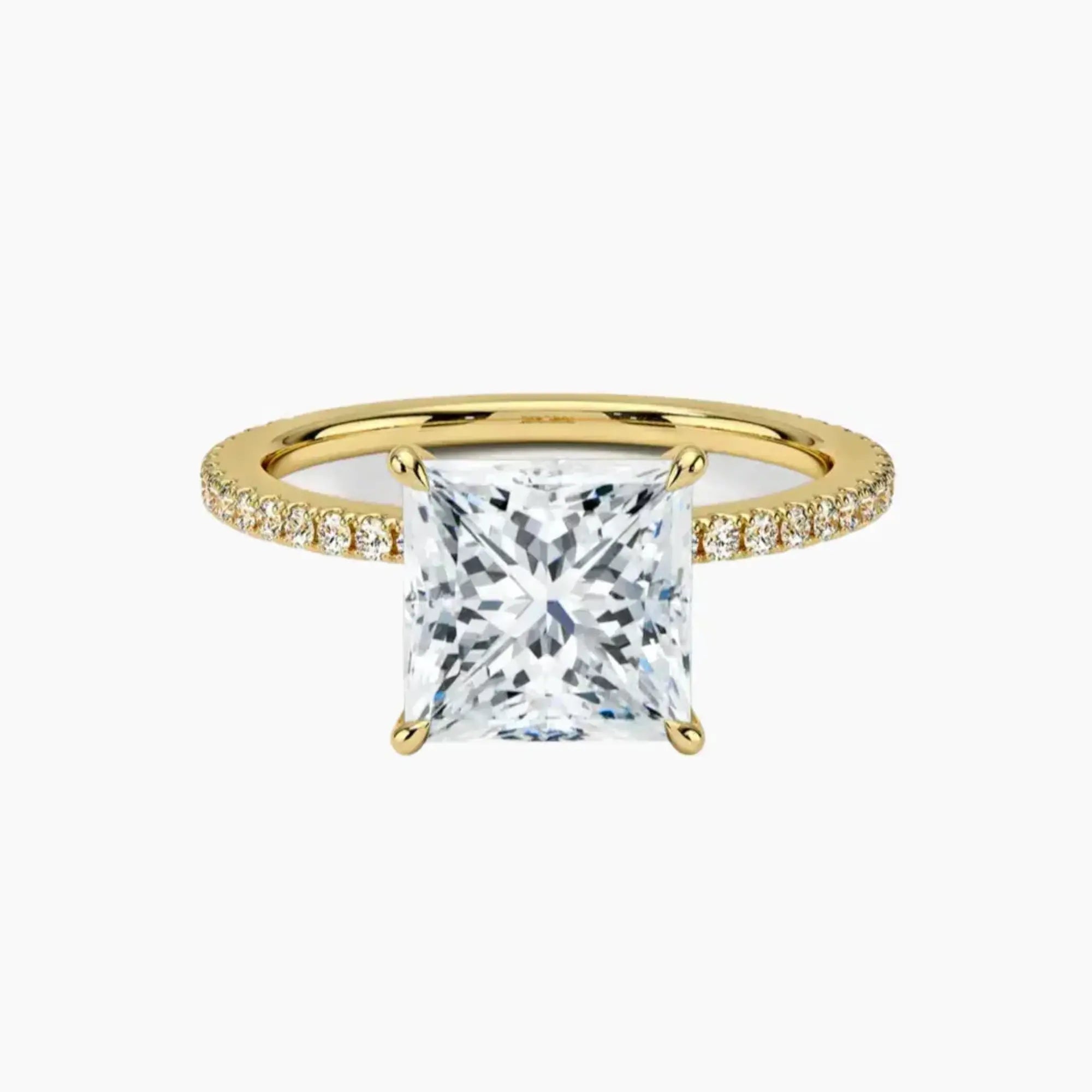 Daisy 2 Carat Princess Cut Hidden Halo Lab Grown Diamond Ring in Platinum - View 7