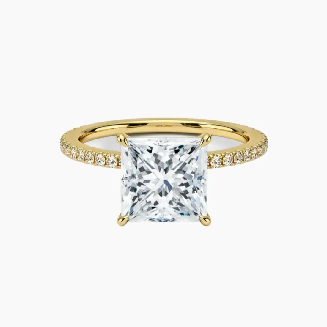 Daisy 4.5 Carat Princess Cut Hidden Halo Lab Grown Diamond Ring in Silver - View 7