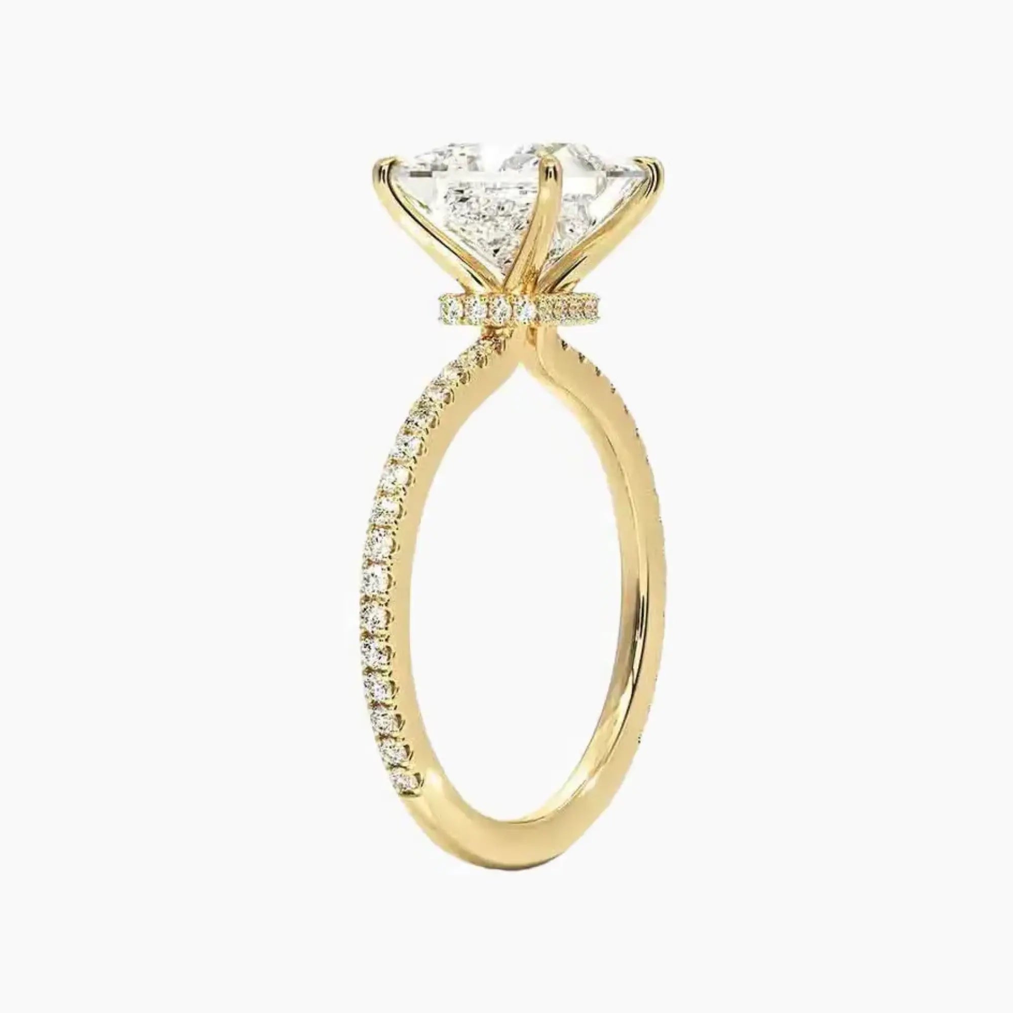 Daisy 1 Carat Princess Cut Hidden Halo Lab Grown Diamond Ring in 10K White Gold - View 8