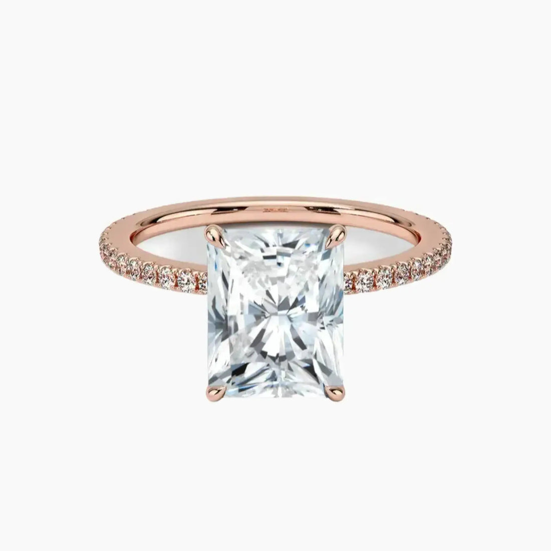 Daisy 1 Carat Radiant Cut Hidden Halo Lab Grown Diamond Ring in 10K White Gold - View 4
