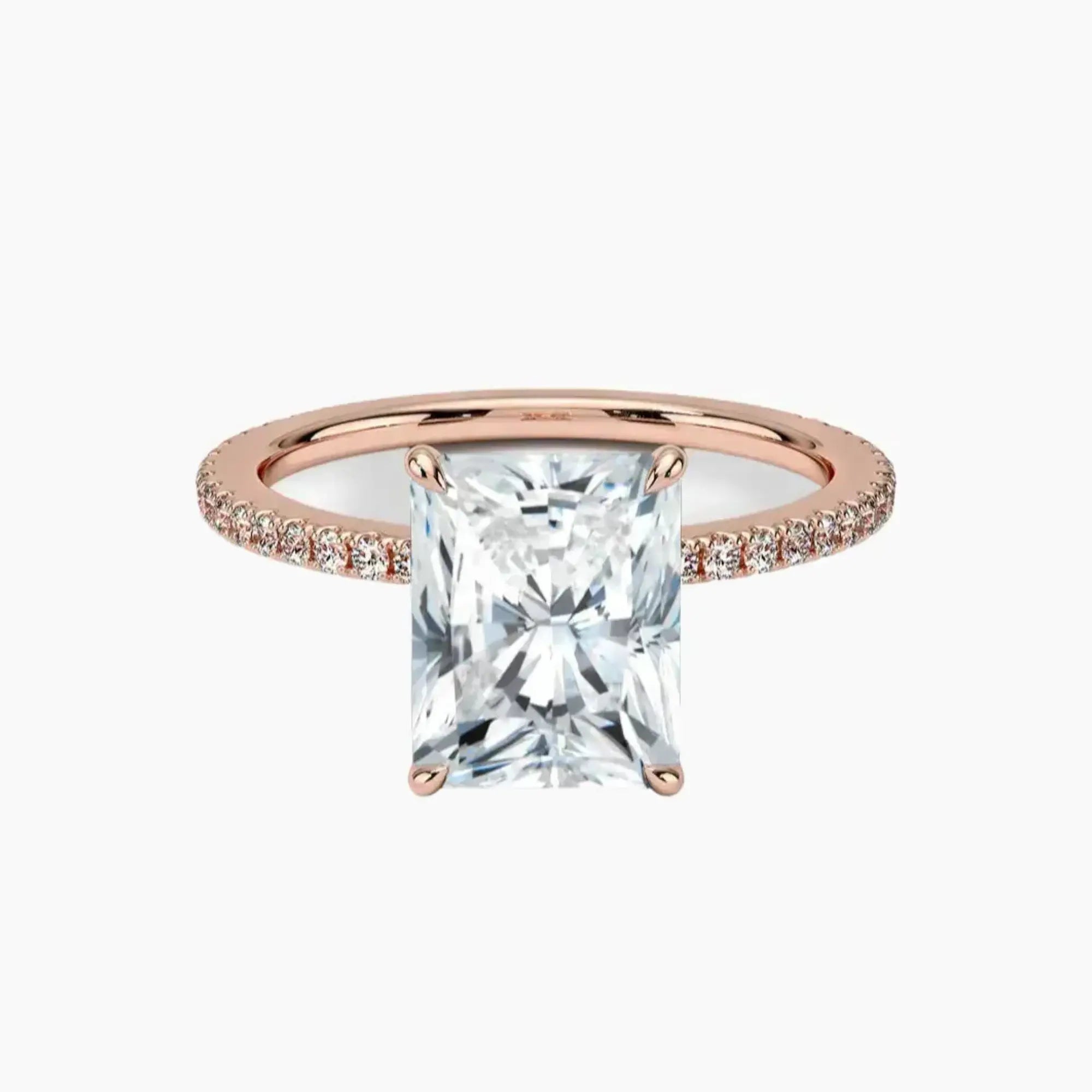 Daisy 2 Carat Radiant Cut Hidden Halo Lab Grown Diamond Ring in 14K White Gold - View 4