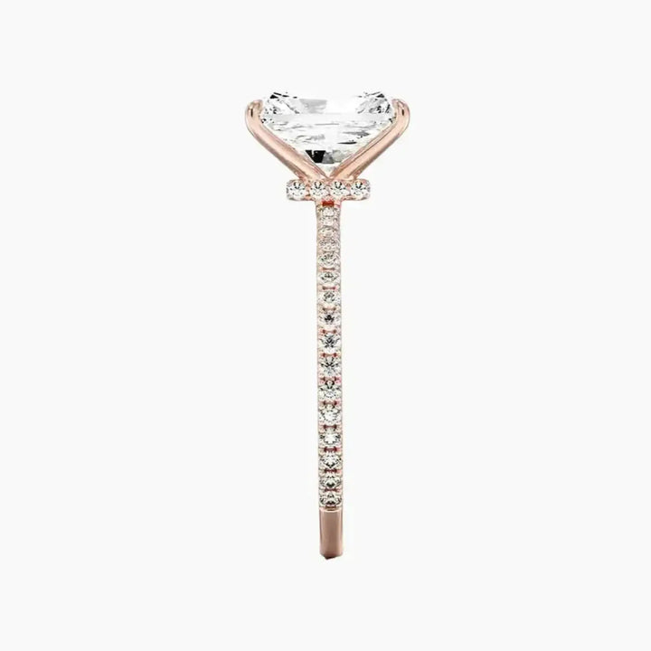 Daisy 3 Carat Radiant Cut Hidden Halo Lab Grown Diamond Ring in 14K Yellow Gold - View 9
