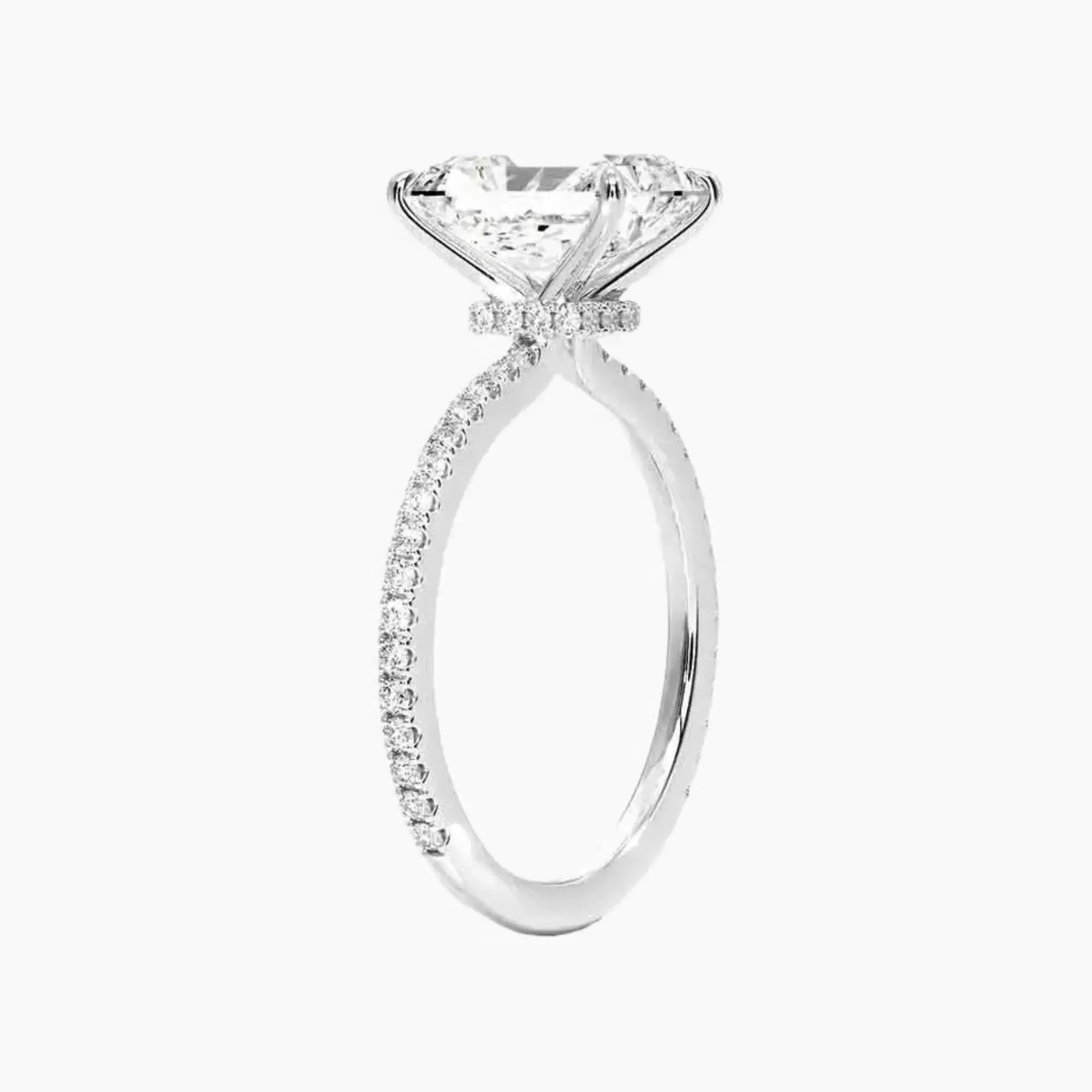 Daisy 3.5 Carat Radiant Cut Hidden Halo Lab Grown Diamond Ring in 14K Rose Gold - View 5