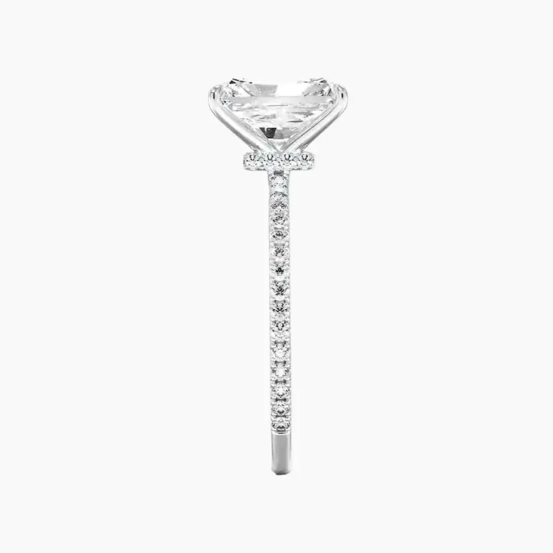 Daisy 2 Carat Radiant Cut Hidden Halo Lab Grown Diamond Ring in Silver - View 3