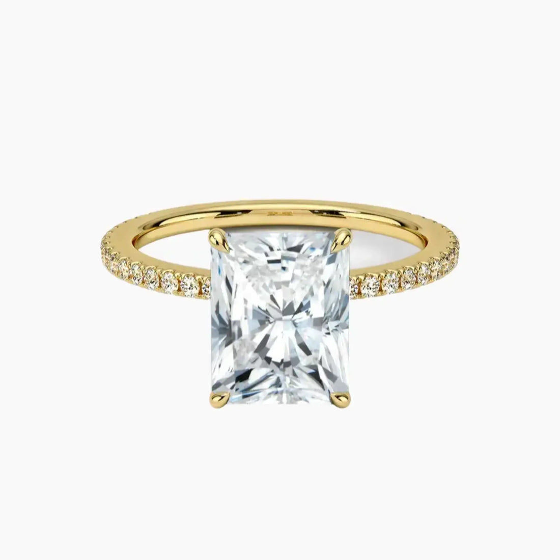 Daisy 5 Carat Radiant Cut Hidden Halo Lab Grown Diamond Ring in 18K White Gold - View 7