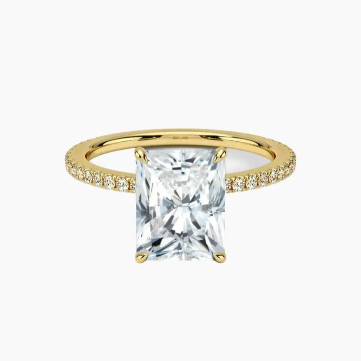 Daisy 2 Carat Radiant Cut Hidden Halo Lab Grown Diamond Ring in 14K Yellow Gold