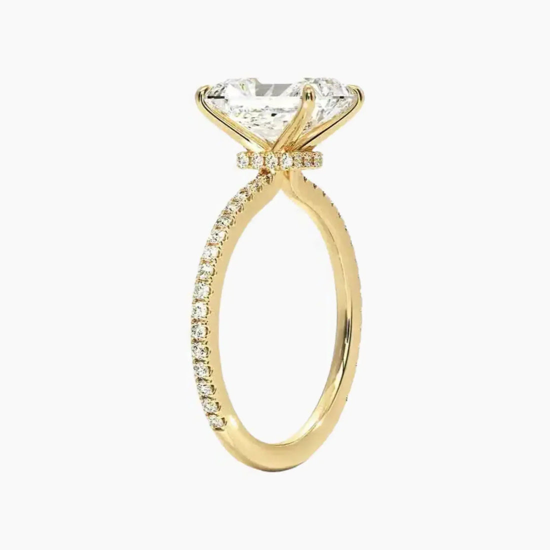 Daisy 2 Carat Radiant Cut Hidden Halo Lab Grown Diamond Ring in Platinum - View 8