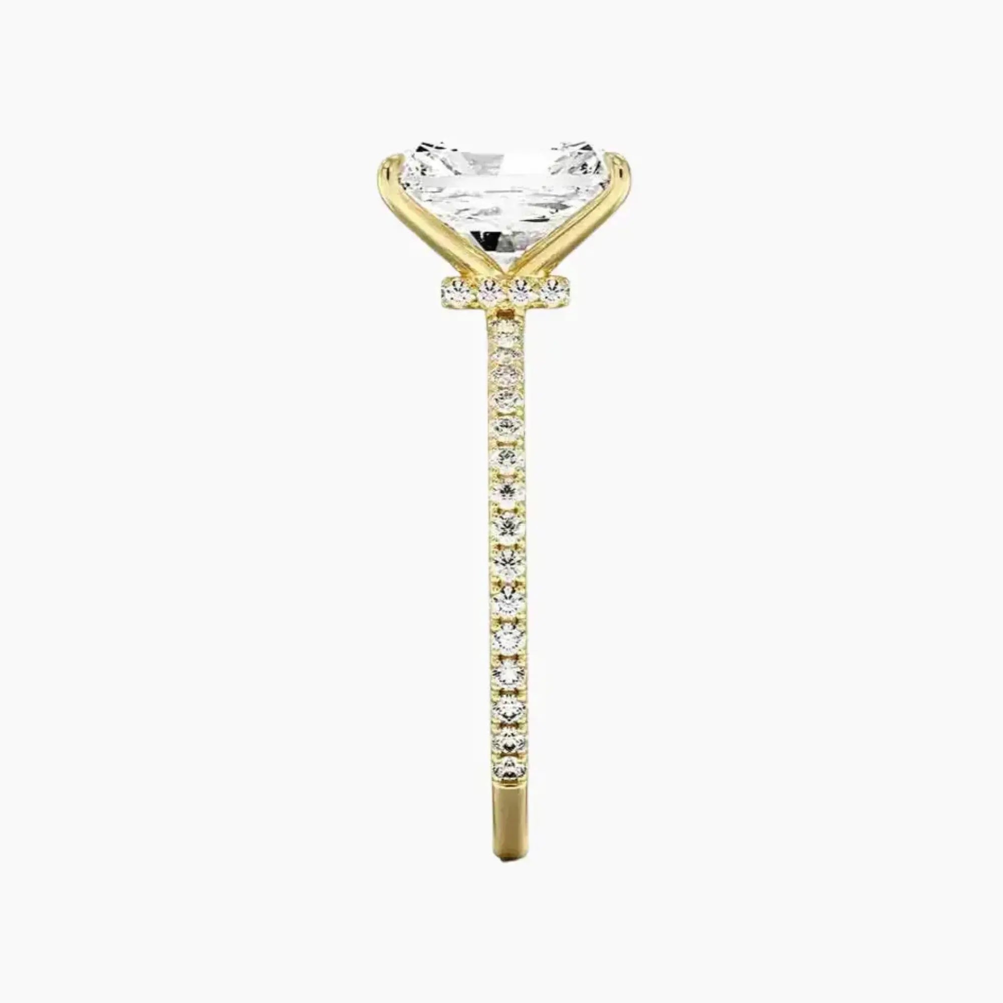 Daisy 3.5 Carat Radiant Cut Hidden Halo Lab Grown Diamond Ring in 18K Yellow Gold - View 3