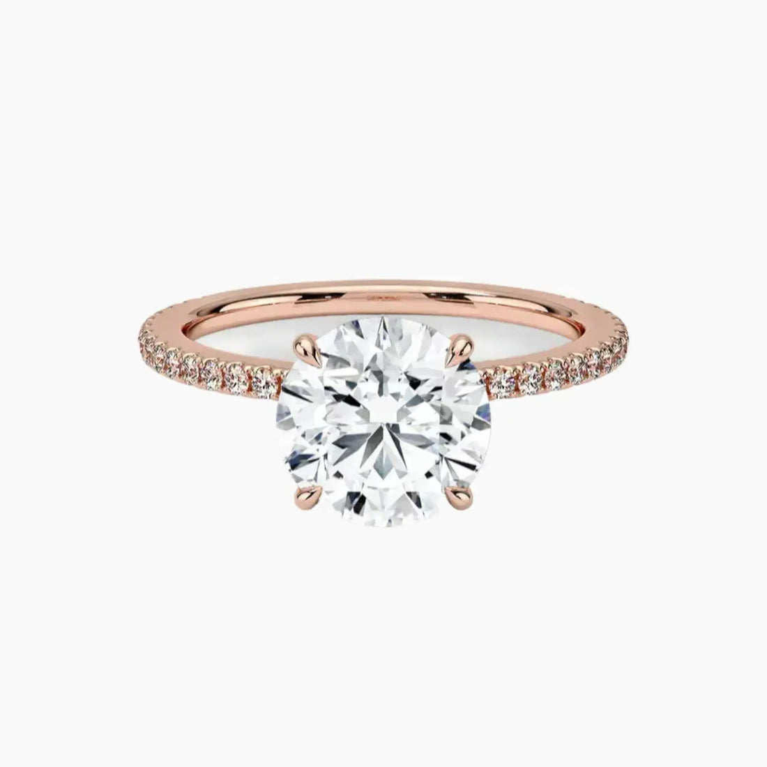 Daisy 4 Carat Round Cut Hidden Halo Lab Grown Diamond Ring in 18K Rose Gold