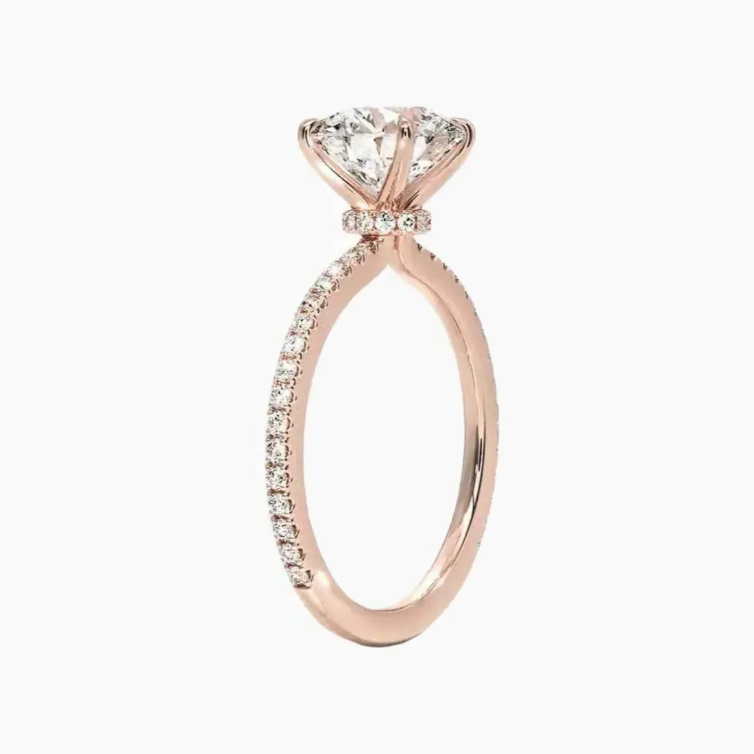 Daisy 4 Carat Round Cut Hidden Halo Lab Grown Diamond Ring in 10K White Gold - View 5