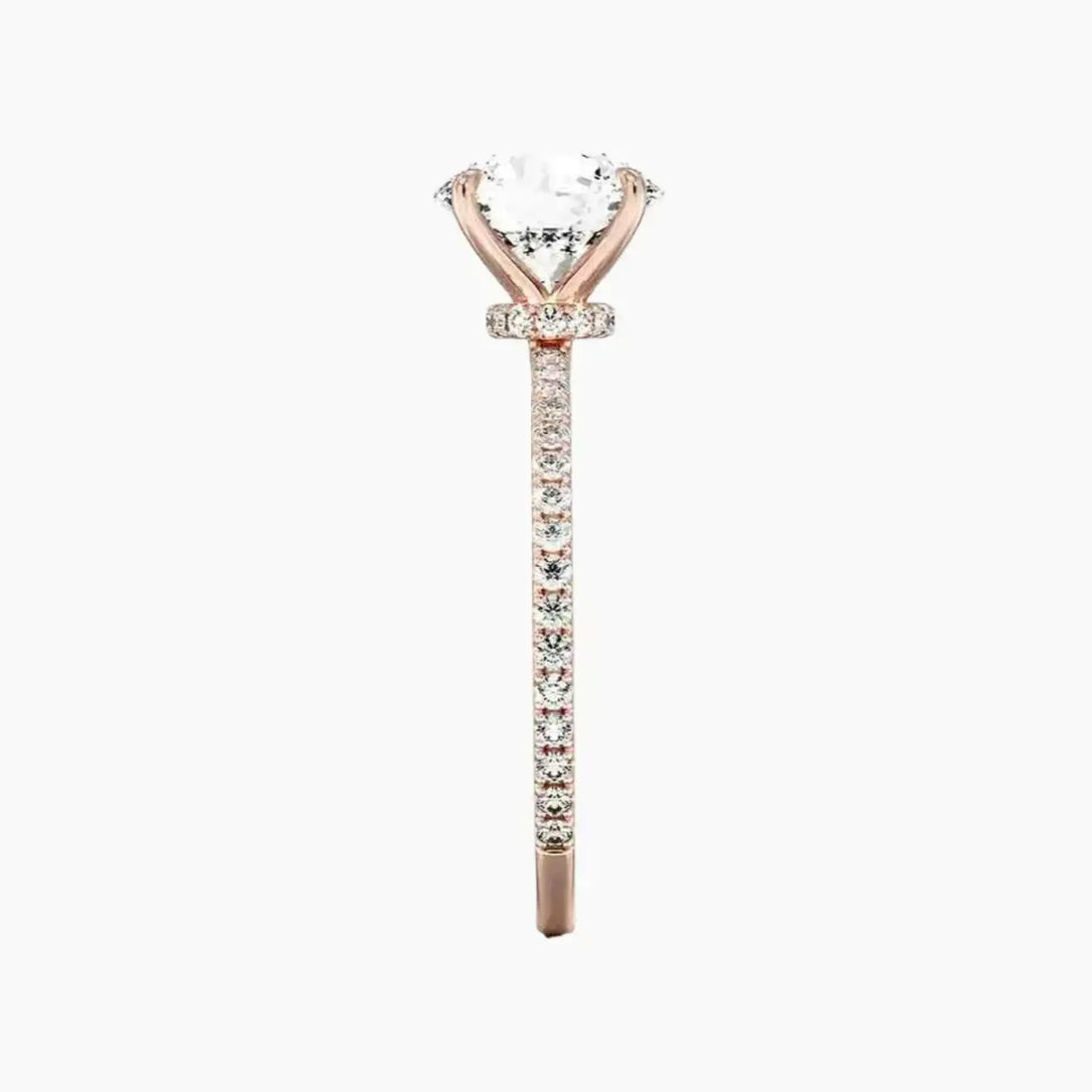 Daisy 1 Carat Round Cut Hidden Halo Lab Grown Diamond Ring in 14K Rose Gold - View 3
