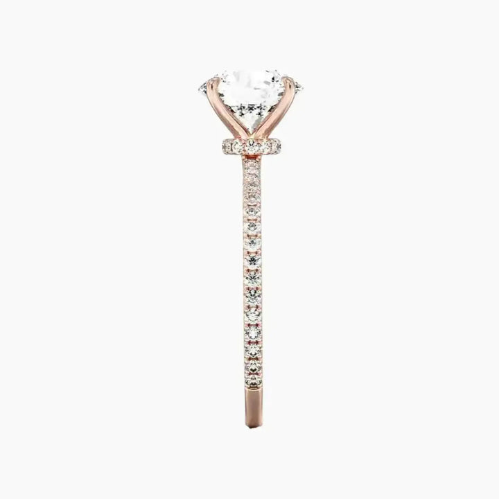 Daisy 3 Carat Round Cut Hidden Halo Lab Grown Diamond Ring in 14K Yellow Gold - View 9