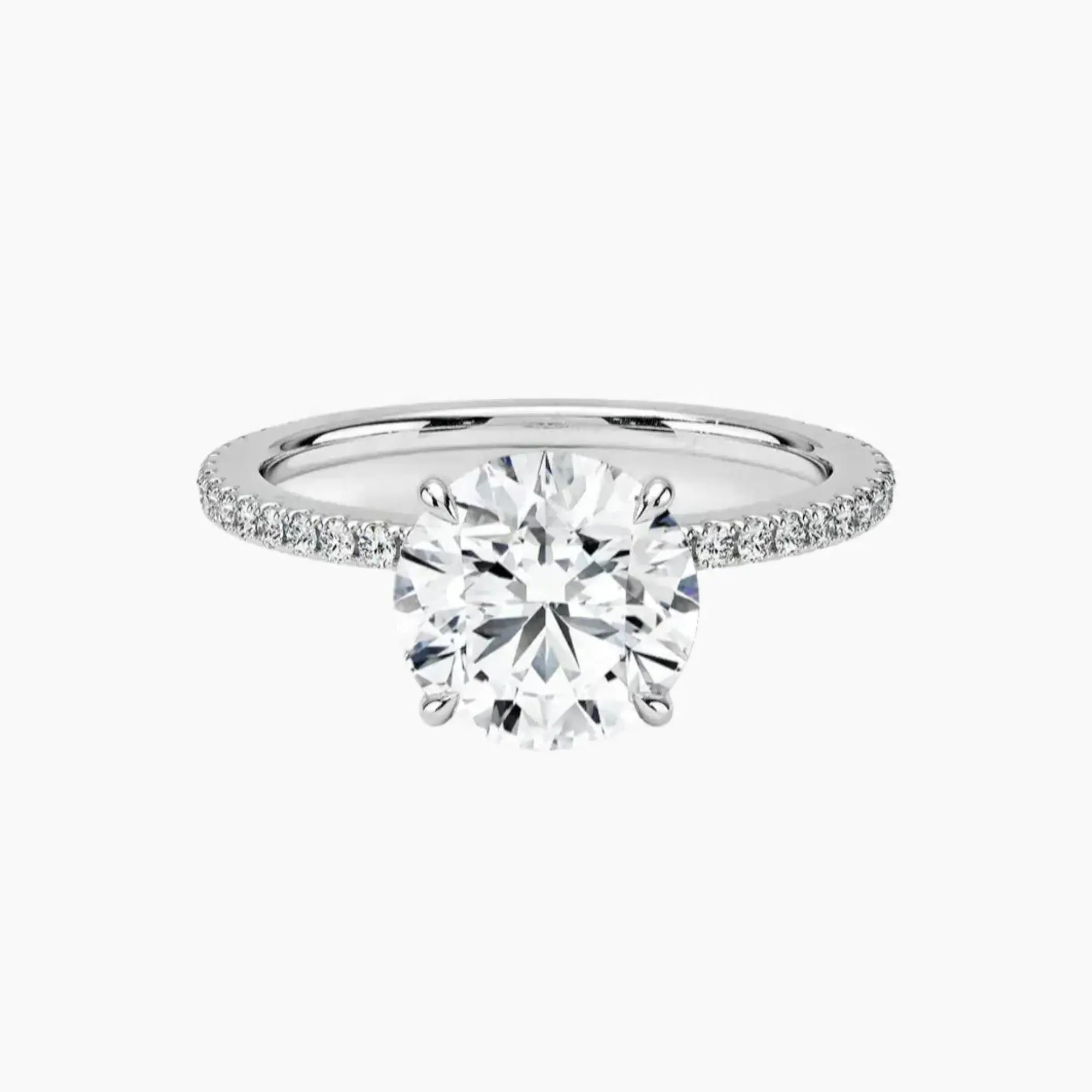 Daisy 1 Carat Round Cut Hidden Halo Lab Grown Diamond Ring in Silver