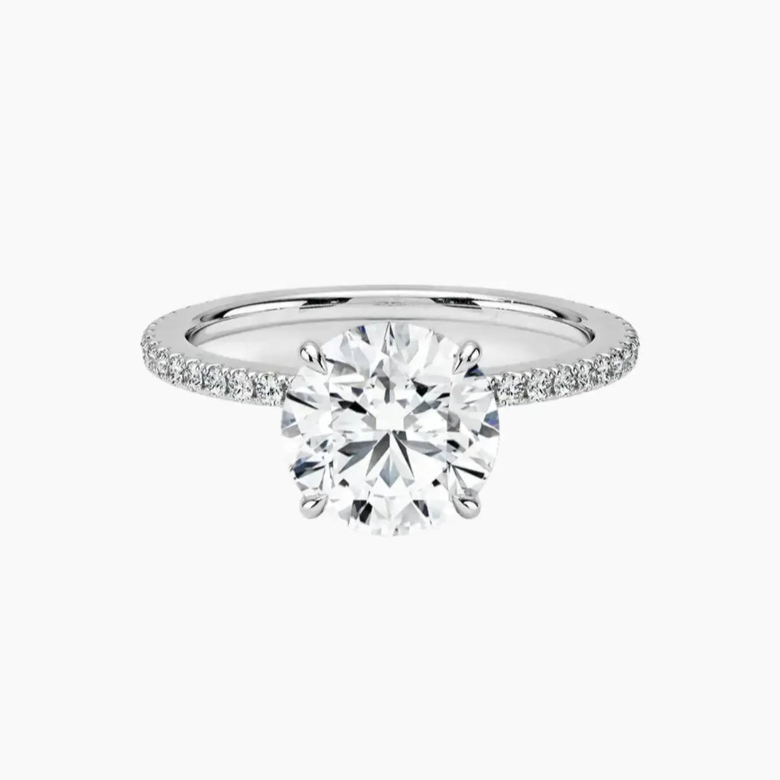 Daisy 3.5 Carat Round Cut Hidden Halo Lab Grown Diamond Ring in 18K White Gold