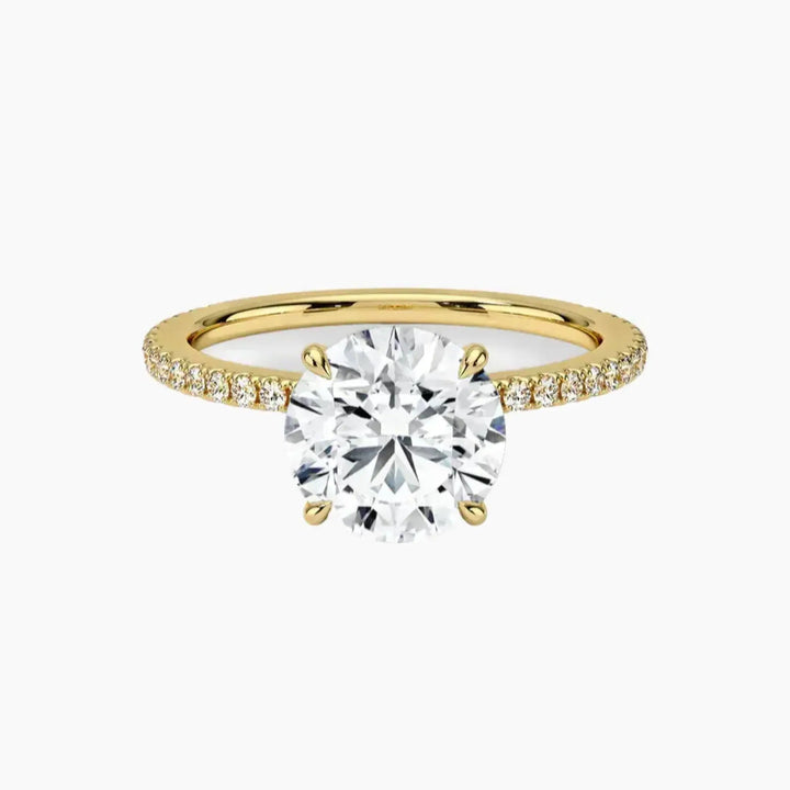 Daisy 2 Carat Round Cut Hidden Halo Lab Grown Diamond Ring in 14K Yellow Gold