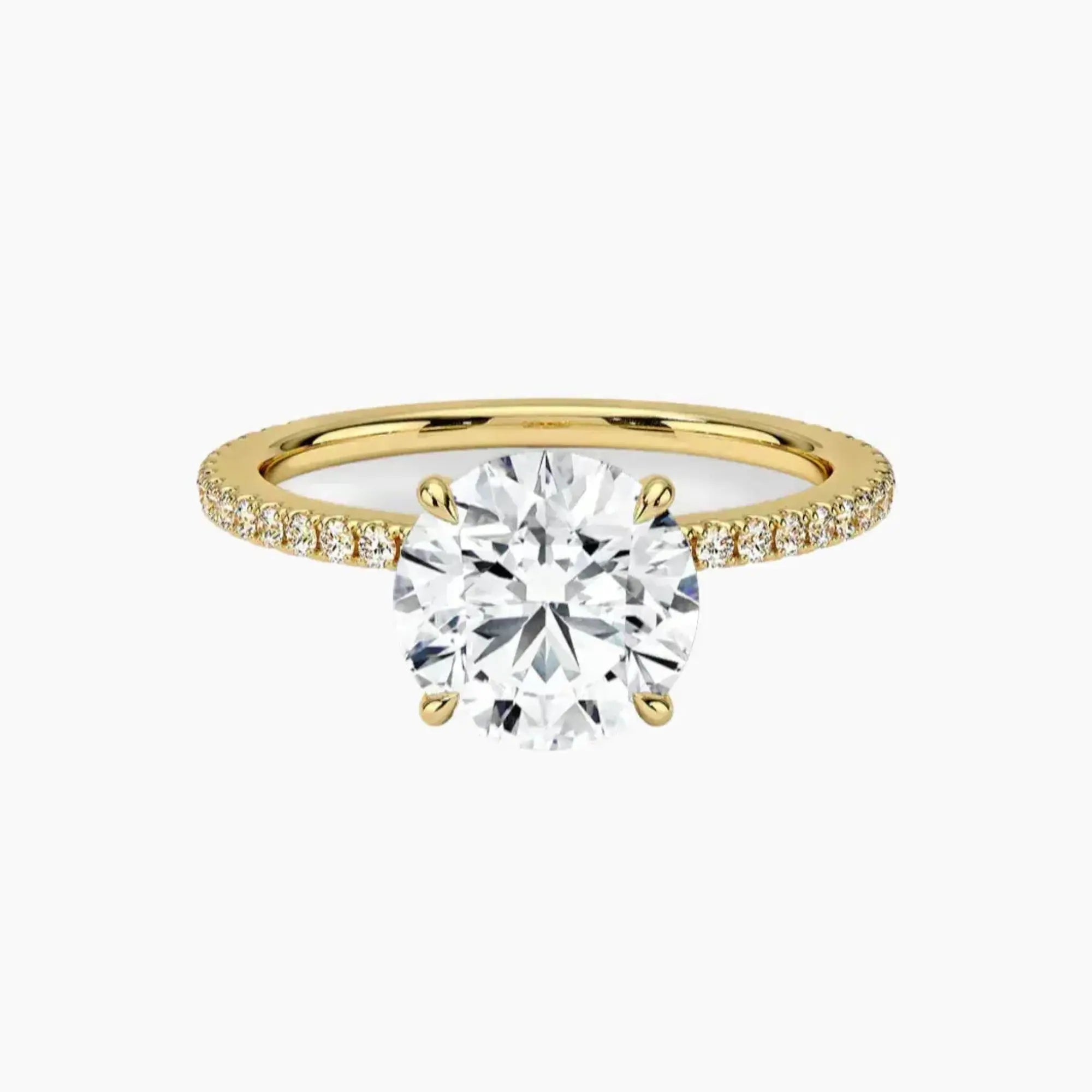 Daisy 4 Carat Round Cut Hidden Halo Lab Grown Diamond Ring in 18K Yellow Gold