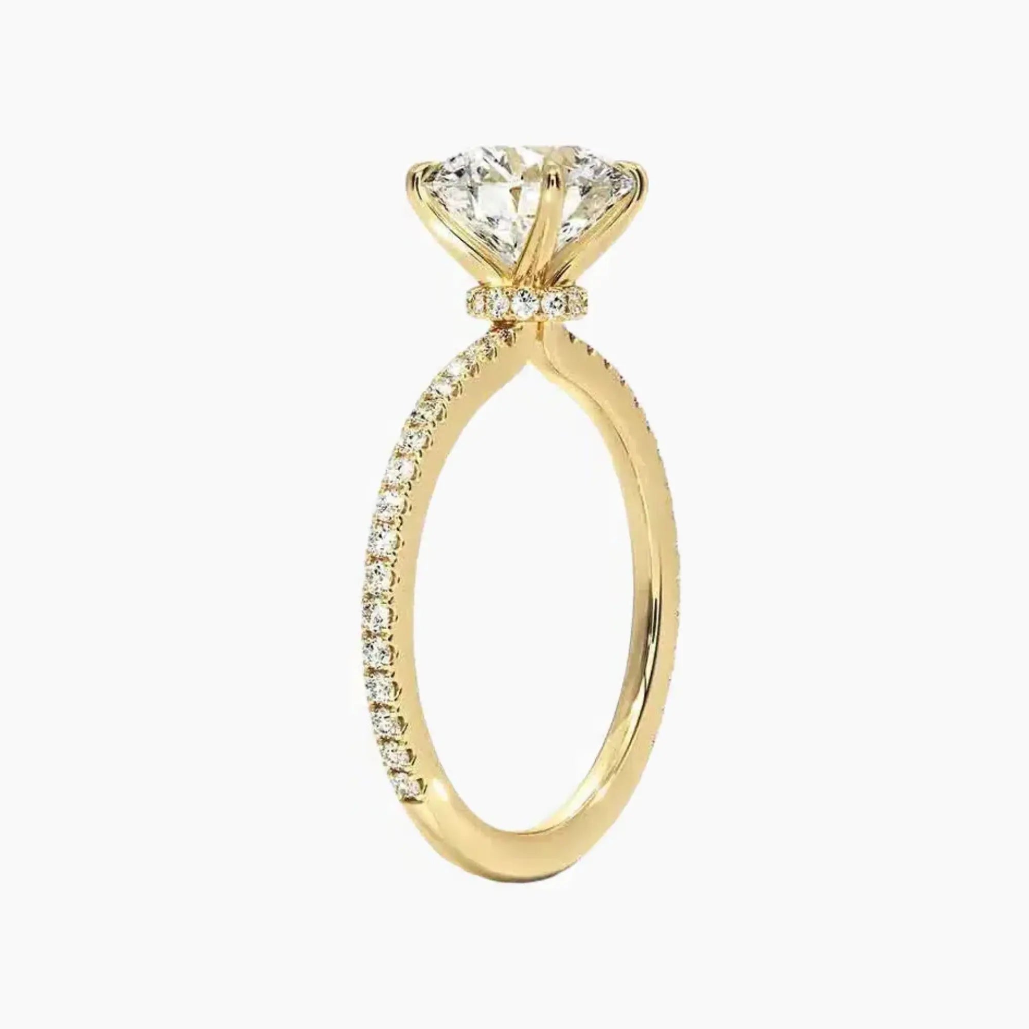 Daisy 3.5 Carat Round Cut Hidden Halo Lab Grown Diamond Ring in 18K Rose Gold - View 8