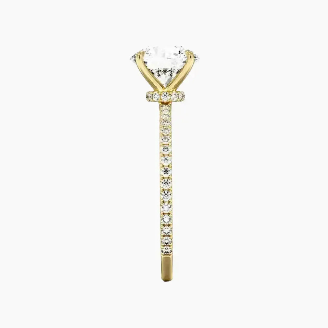Daisy 3.5 Carat Round Cut Hidden Halo Lab Grown Diamond Ring in 18K White Gold - View 9