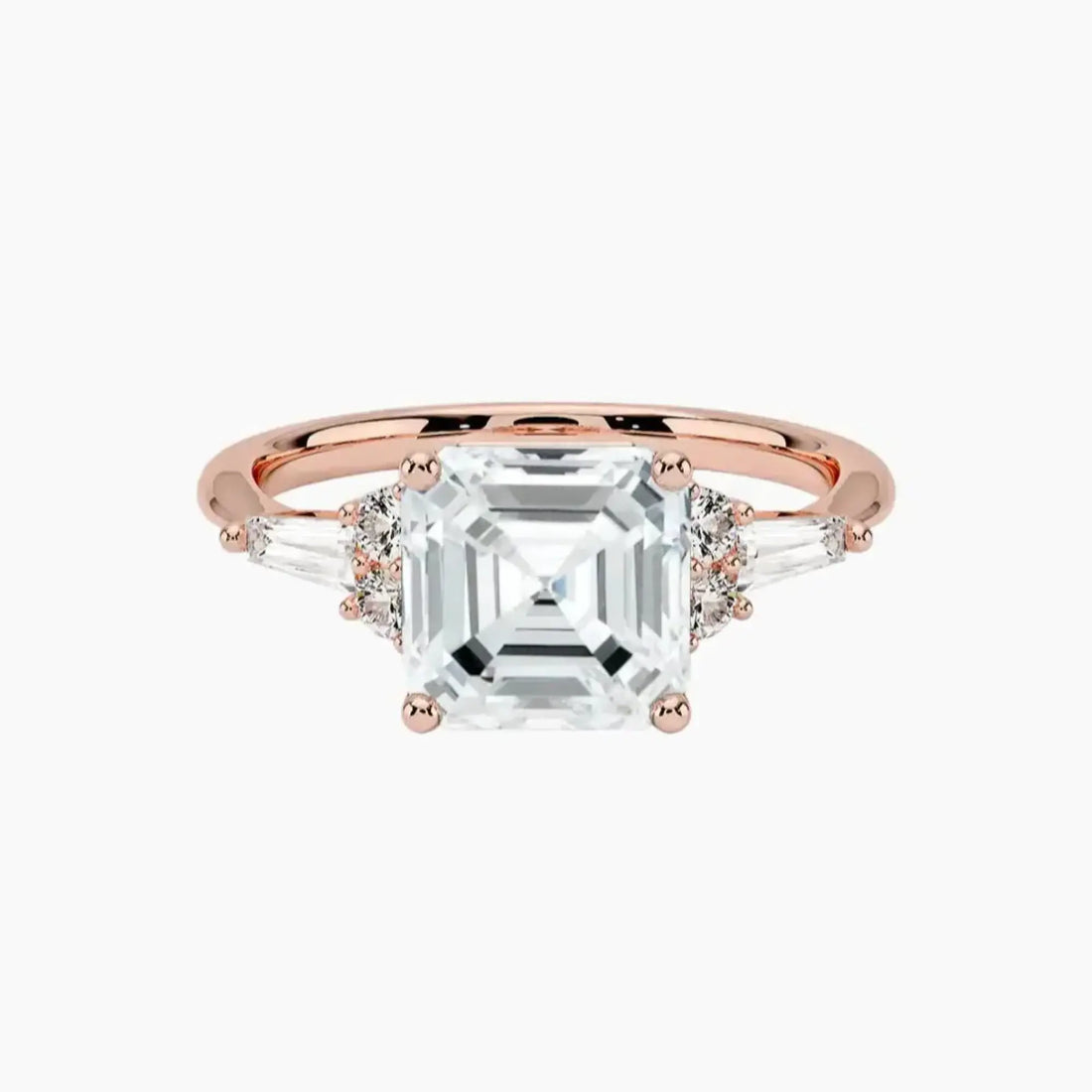 Jovana Asscher Designer 1.5 Carat Lab Grown Diamond Engagement Ring in 14K Rose Gold