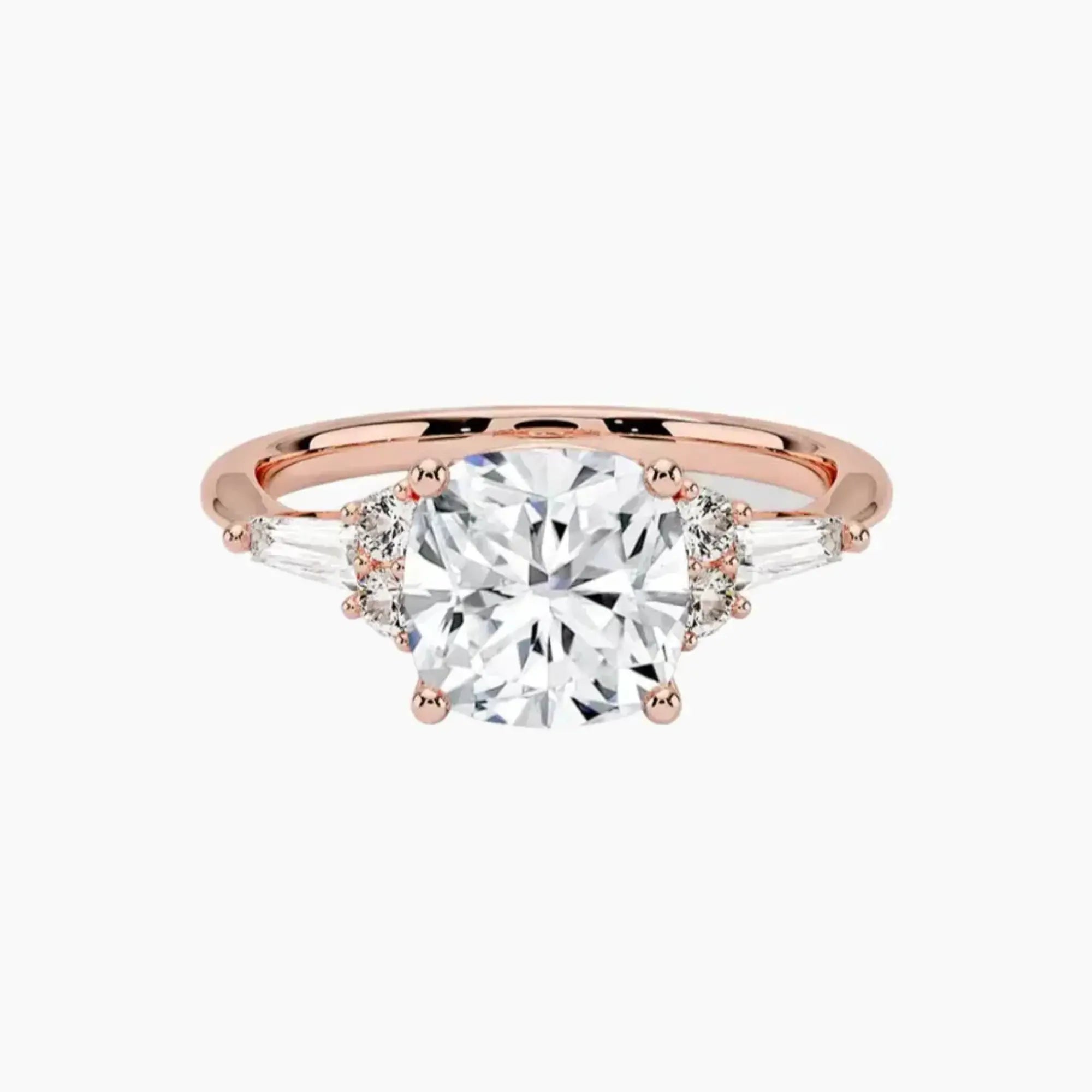 Jovana Cushion Designer 1.5 Carat Lab Grown Diamond Engagement Ring in 14K Rose Gold