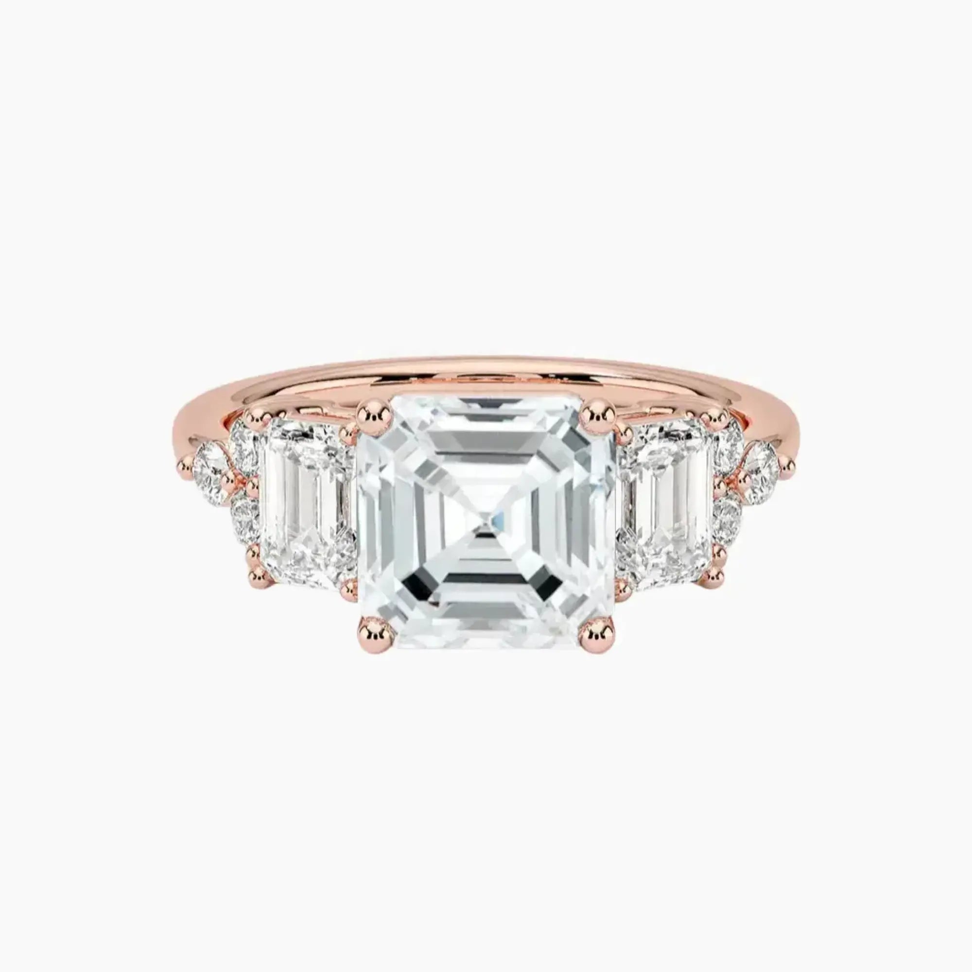 Kaiya Asscher Designer 1.5 Carat Lab Grown Diamond Engagement Ring in 14K Rose Gold