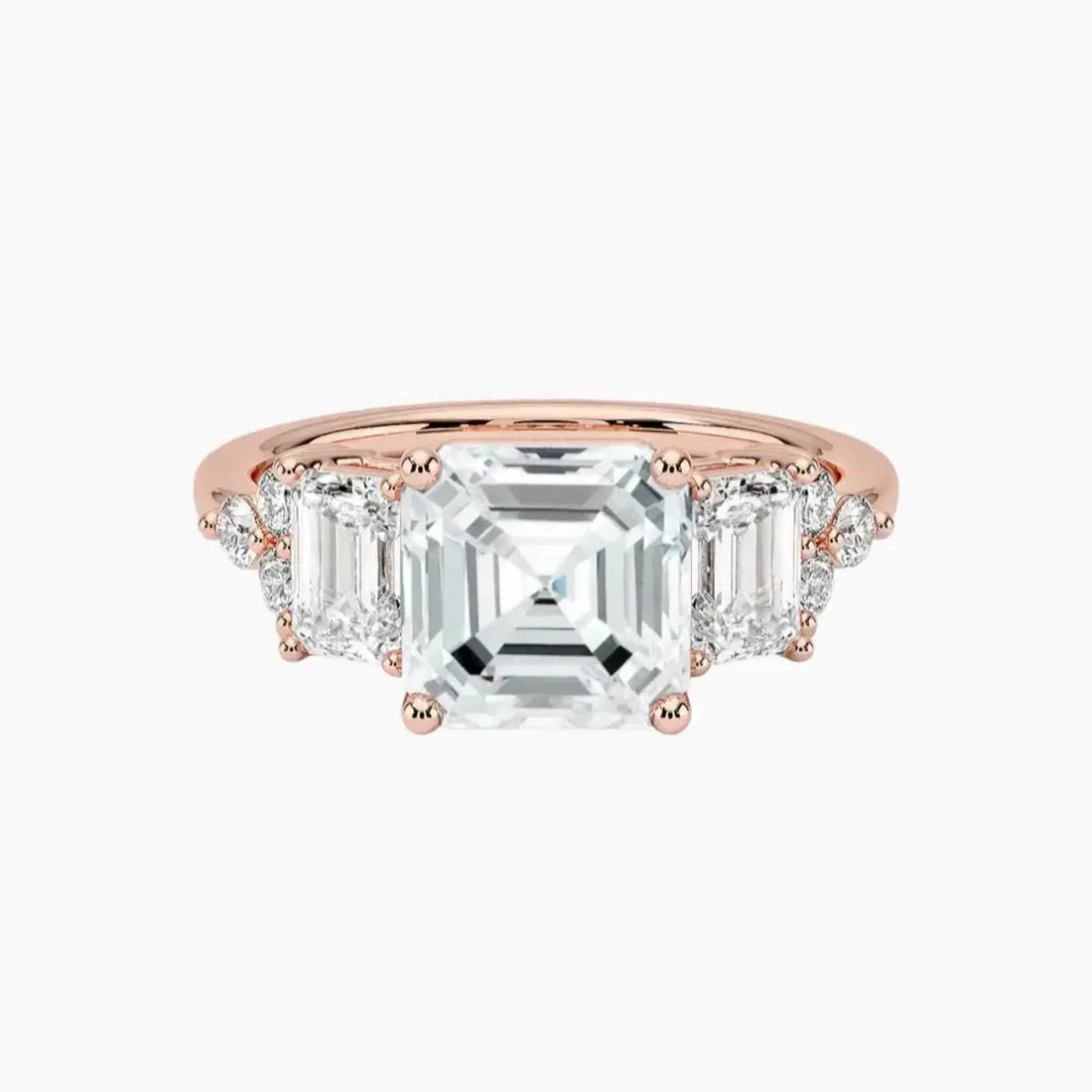 Kaiya Asscher Designer 1.5 Carat Lab Grown Diamond Engagement Ring in 14K Rose Gold