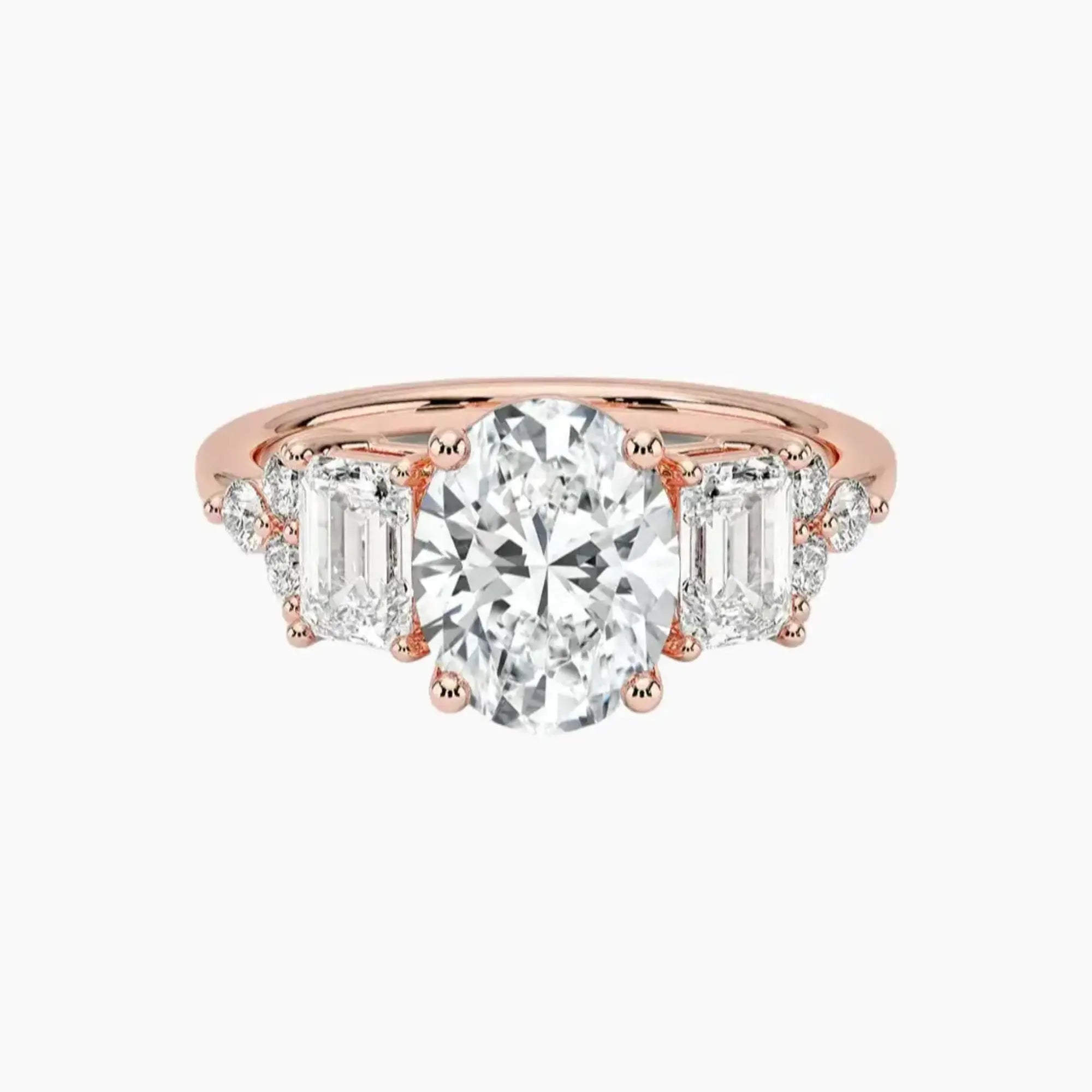 Kaiya Oval Designer 1.5 Carat Lab Grown Diamond Engagement Ring in 14K Rose Gold