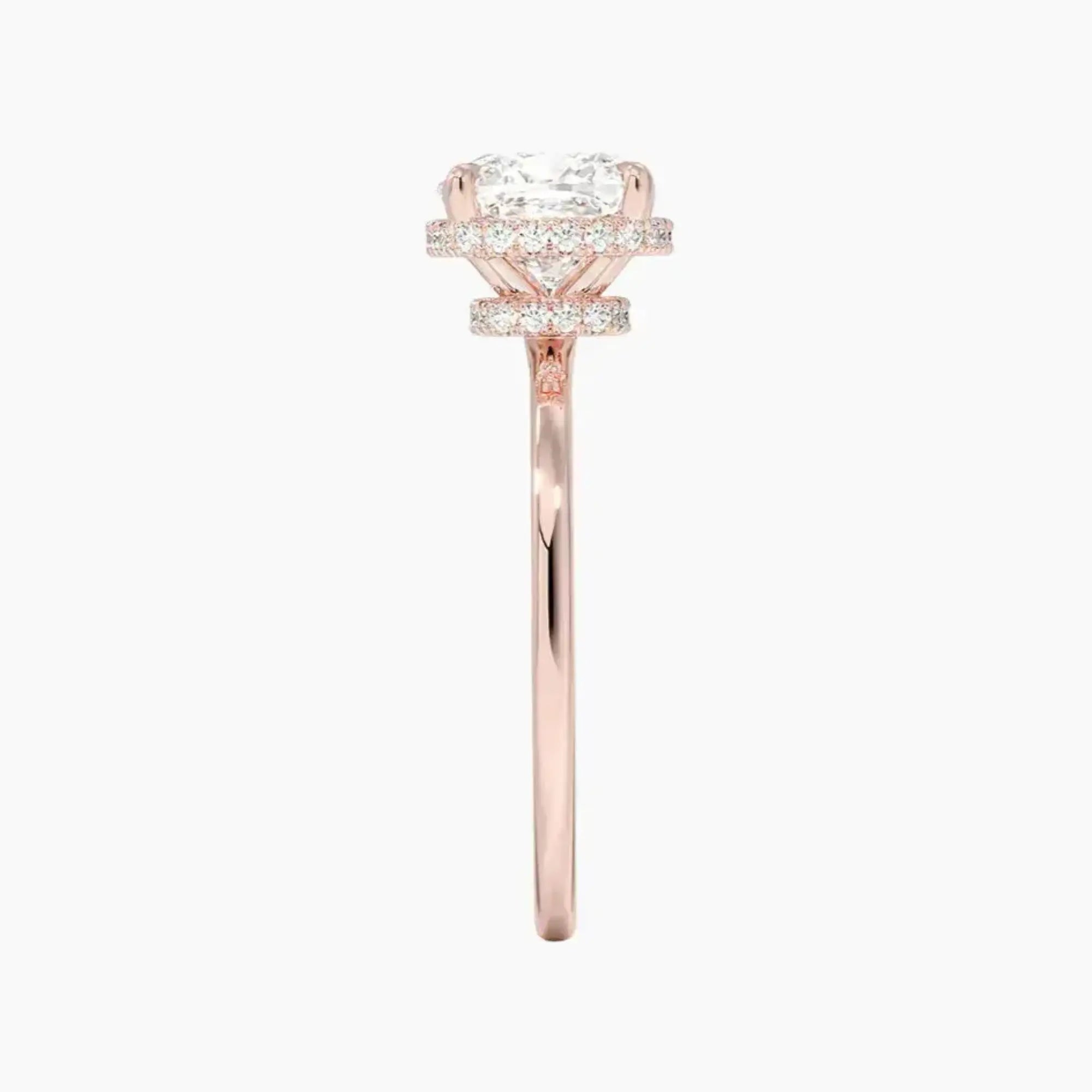Mirabel Cushion Hidden Halo 1.5 Carat Lab Grown Diamond Engagement Ring in 18K Rose Gold
