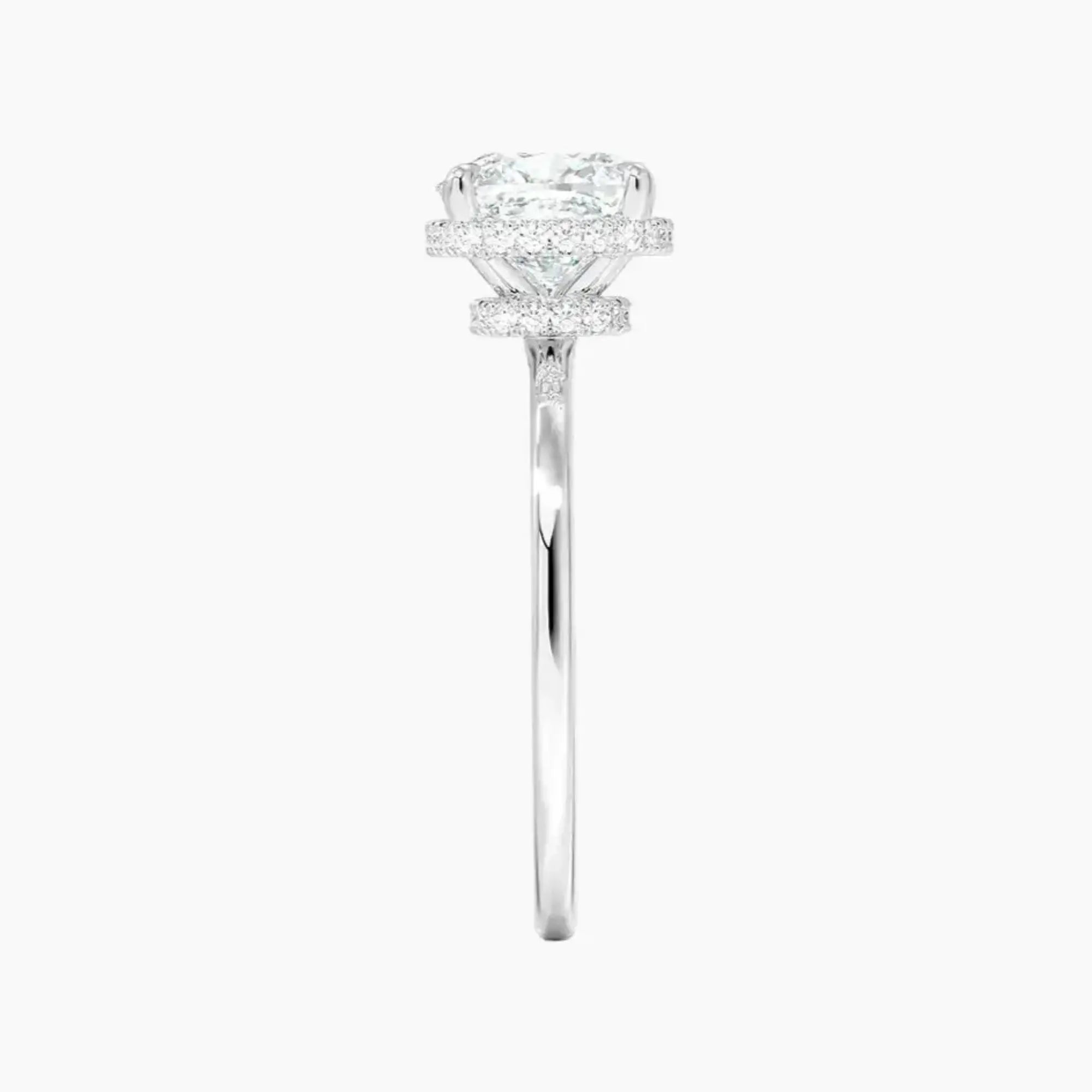 Mirabel Cushion Hidden Halo 1.5 Carat Lab Grown Diamond Engagement Ring in 18K Rose Gold
