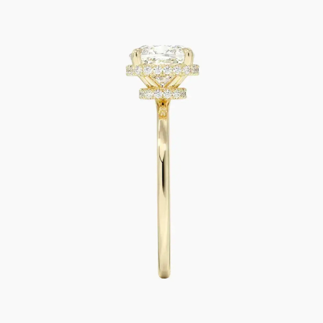 Mirabel Cushion Hidden Halo 1.5 Carat Lab Grown Diamond Engagement Ring in 18K Rose Gold