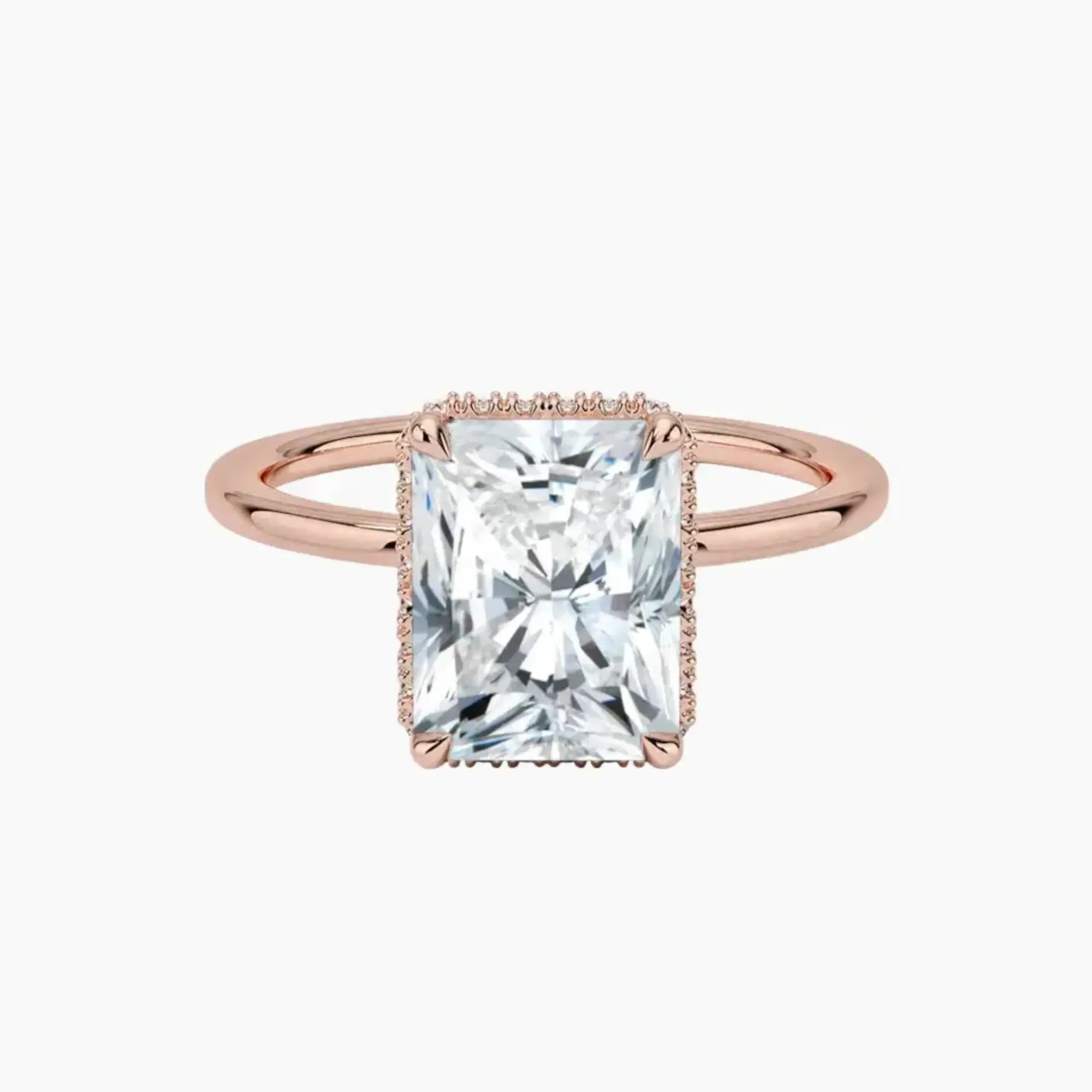 Mirabel Radiant Hidden Halo 1.5 Carat Lab Grown Diamond Engagement Ring in 14K Rose Gold