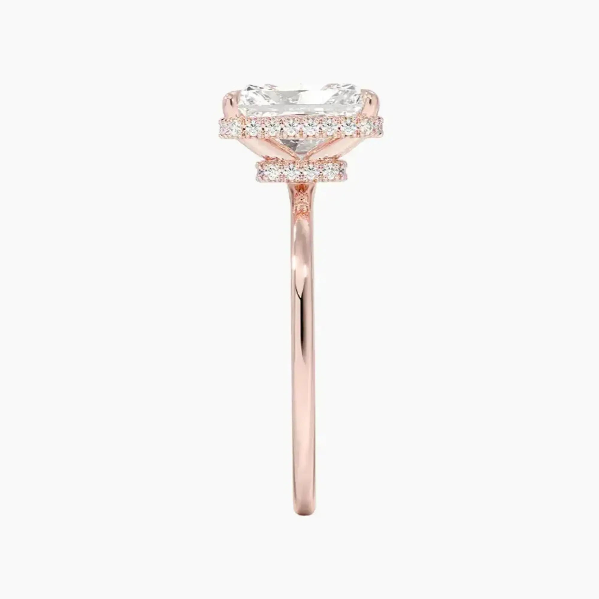 Mirabel Radiant Hidden Halo 1.5 Carat Lab Grown Diamond Engagement Ring in 14K Rose Gold