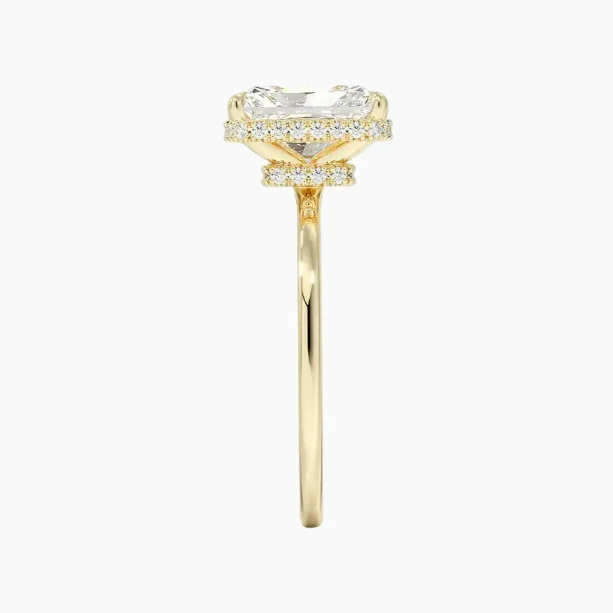 Mirabel Radiant Hidden Halo 1.5 Carat Lab Grown Diamond Engagement Ring in 14K Rose Gold