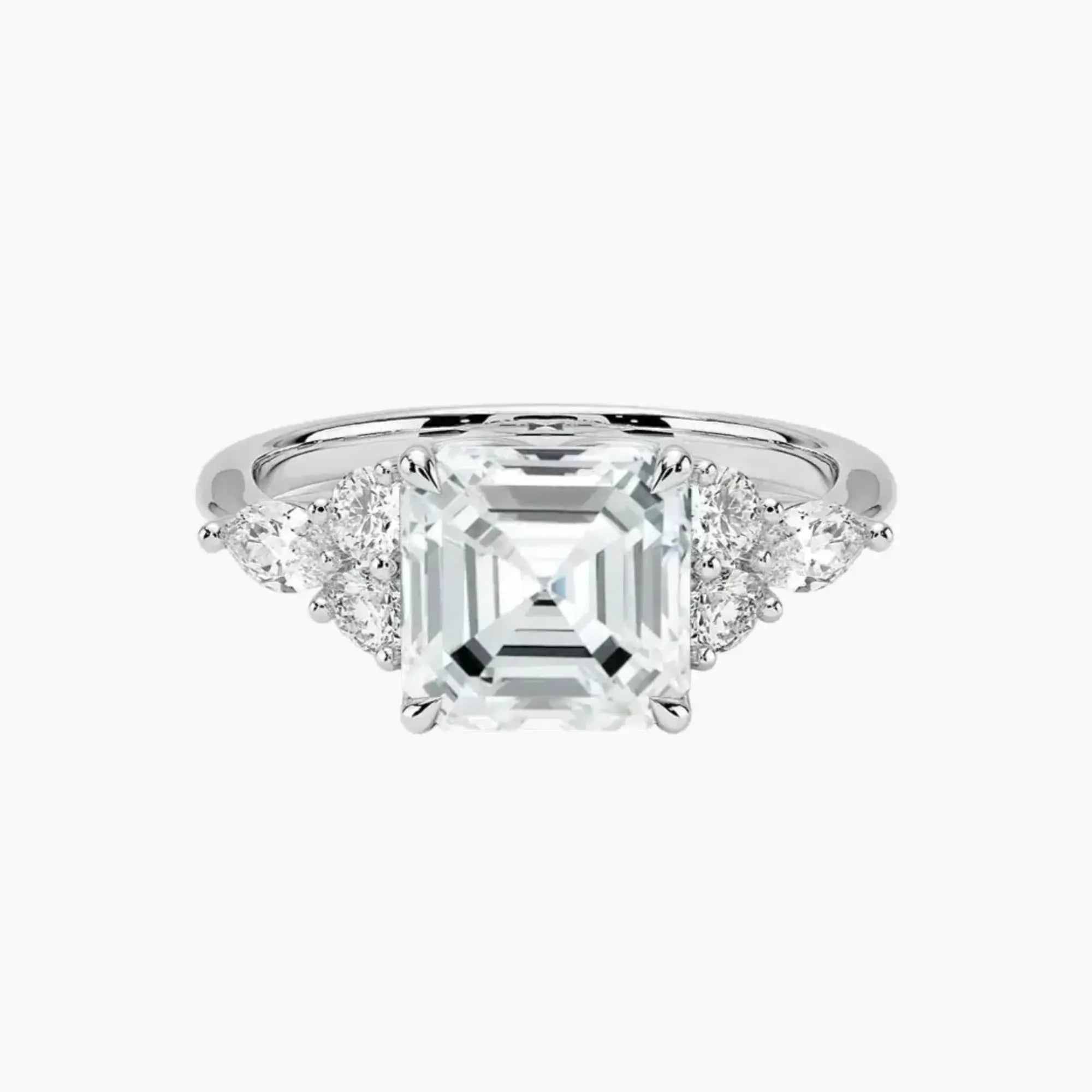Rosalie 5 Carat Asscher Cut Solitaire Lab Grown Diamond Ring in Silver