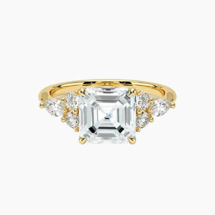 Rosalie 3 Carat Asscher Cut Solitaire Lab Grown Diamond Ring in 14K Yellow Gold
