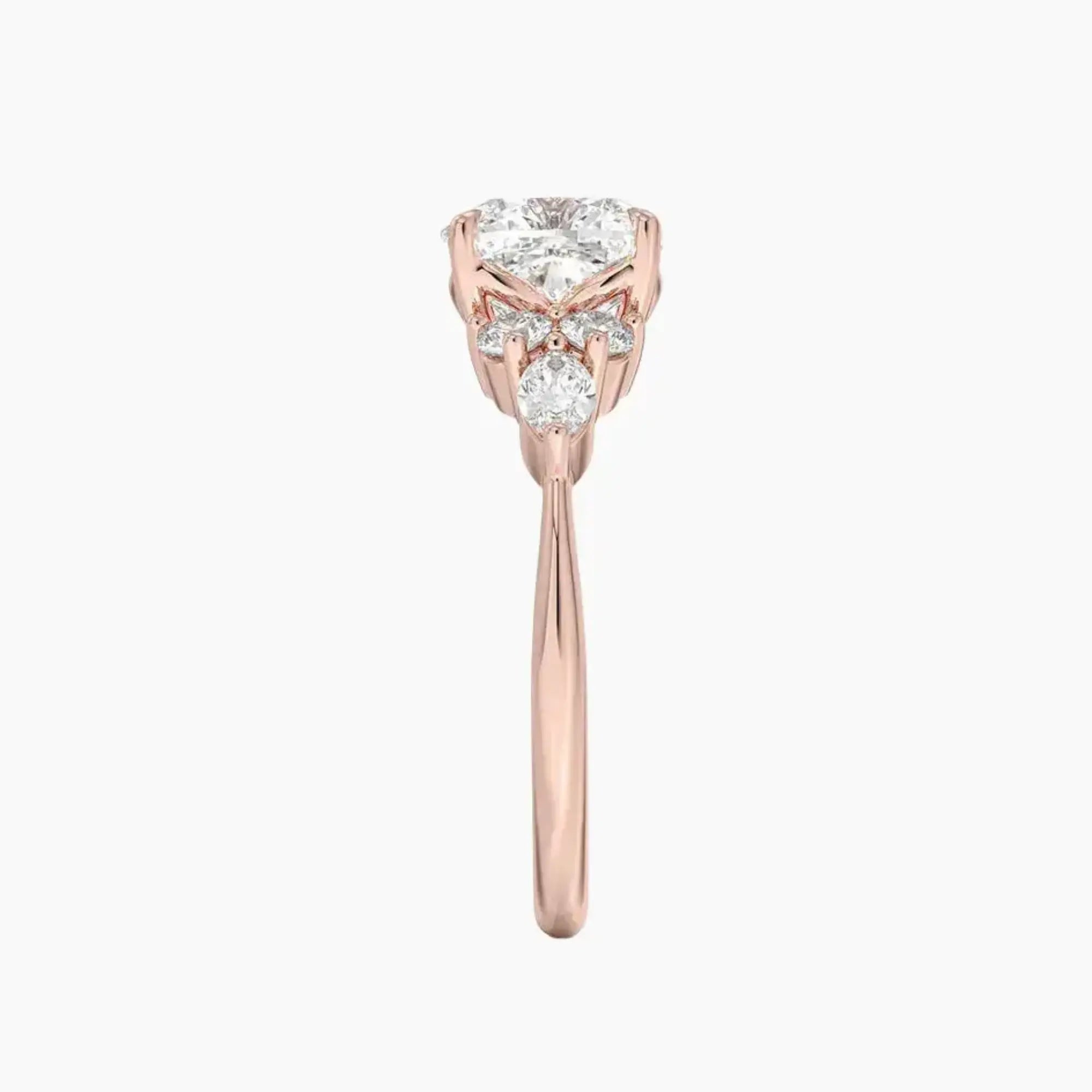 Rosalie 5 Carat Cushion Cut Solitaire Lab Grown Diamond Ring in 14K Rose Gold - View 3