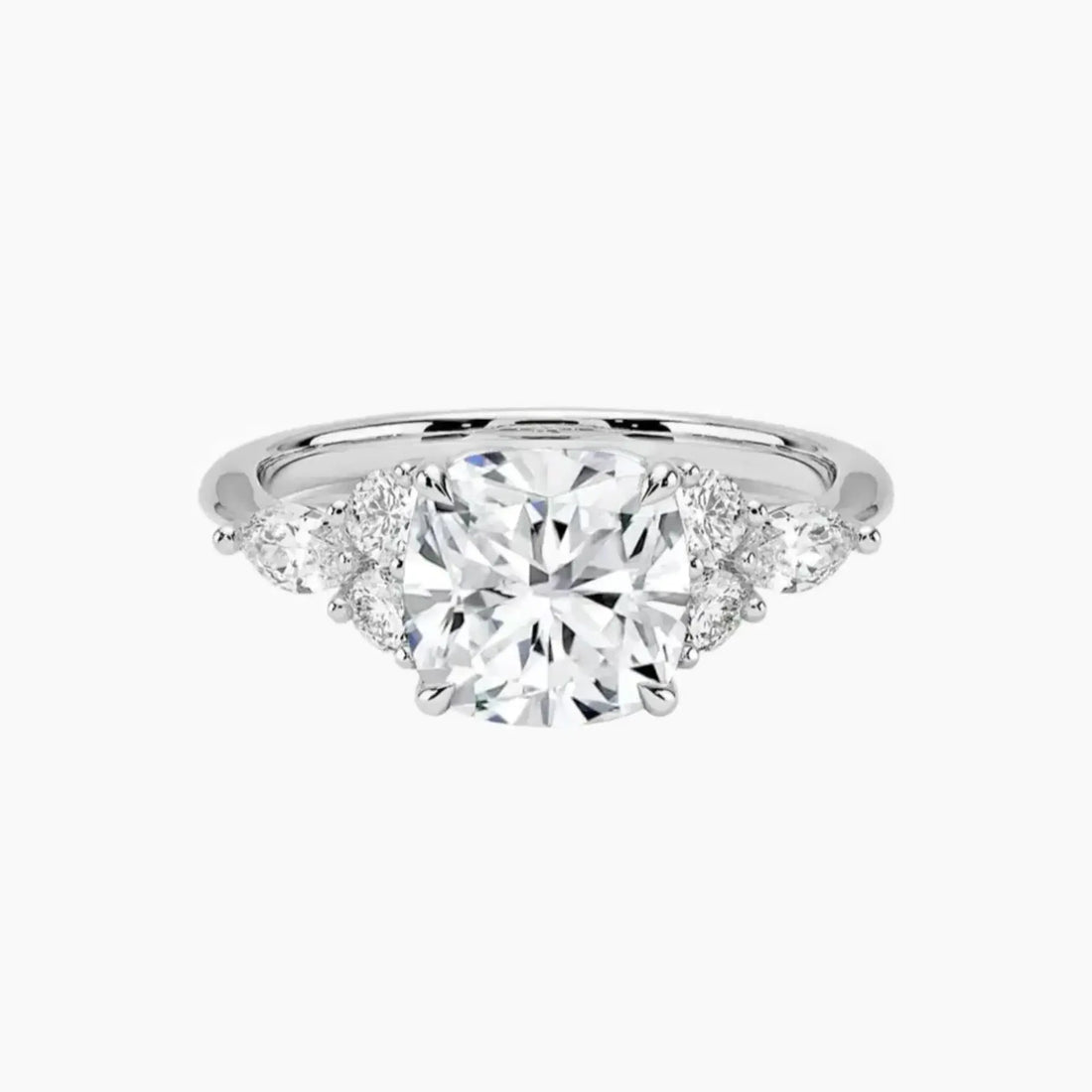 Rosalie 3.5 Carat Cushion Cut Solitaire Lab Grown Diamond Ring in 10K White Gold
