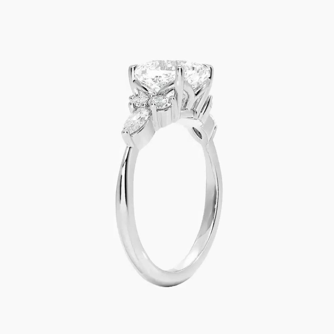 Rosalie 4 Carat Cushion Cut Solitaire Lab Grown Diamond Ring in 10K White Gold - View 2