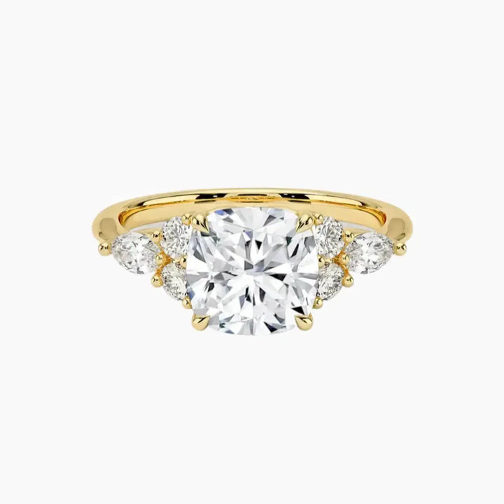 Rosalie 3 Carat Cushion Cut Solitaire Lab Grown Diamond Ring in 14K Yellow Gold
