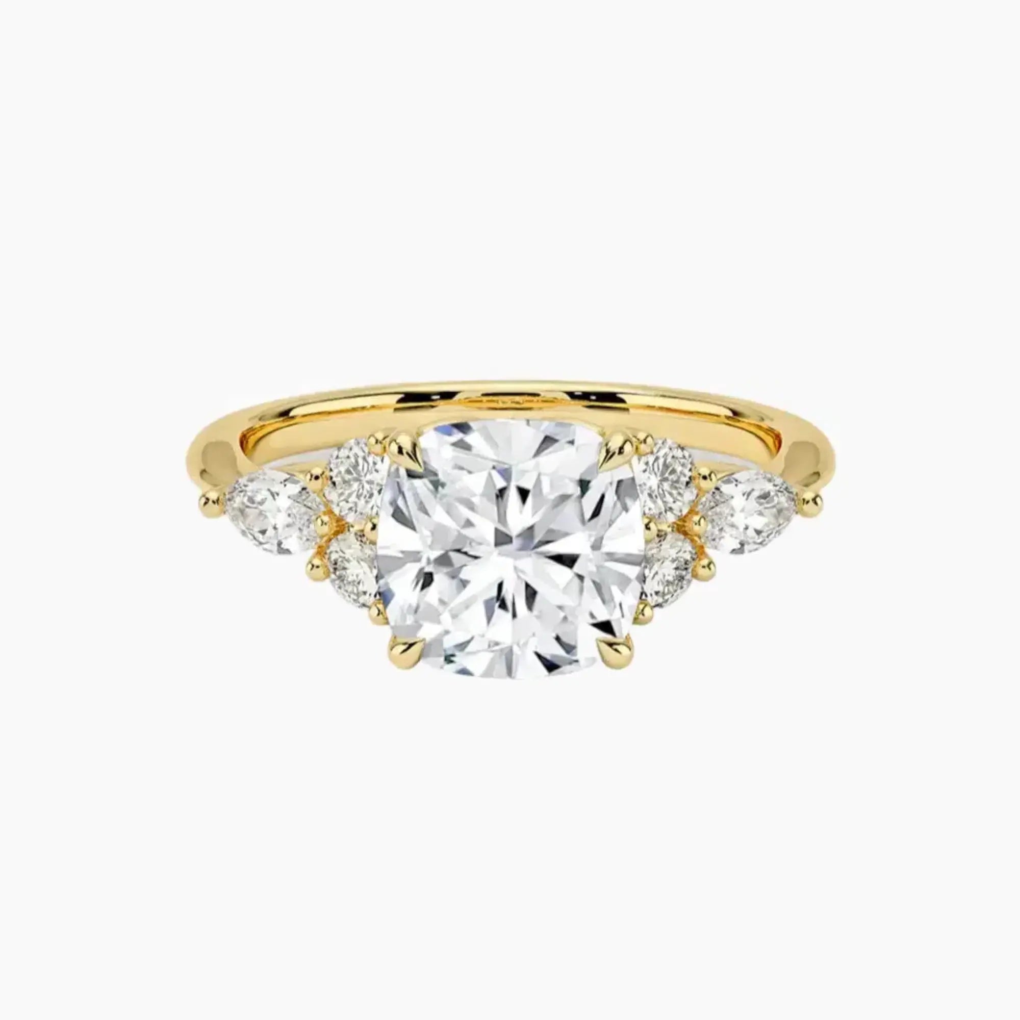 Rosalie 2 Carat Cushion Cut Solitaire Lab Grown Diamond Ring in 18K Yellow Gold