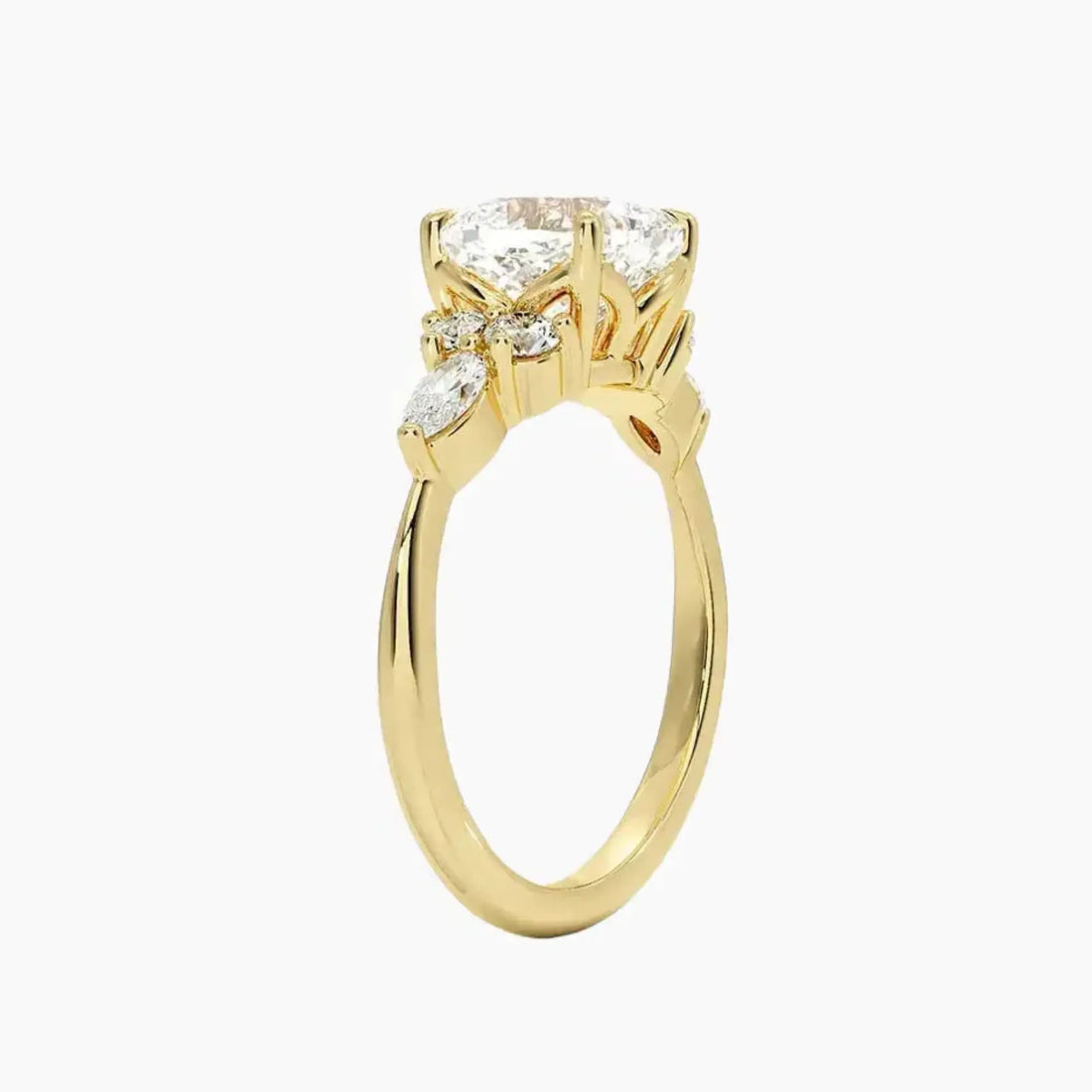 Rosalie 4.5 Carat Cushion Cut Solitaire Lab Grown Diamond Ring in 14K Yellow Gold - View 2