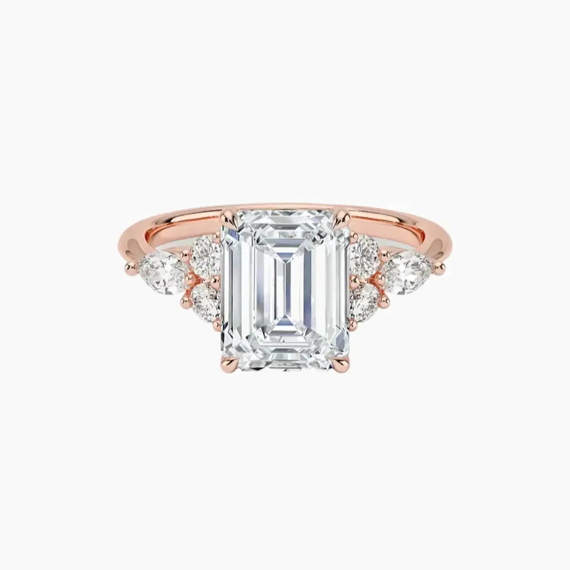 Ingrid Emerald Designer 1.5 Carat Lab Grown Diamond Engagement Ring in 18K Rose Gold