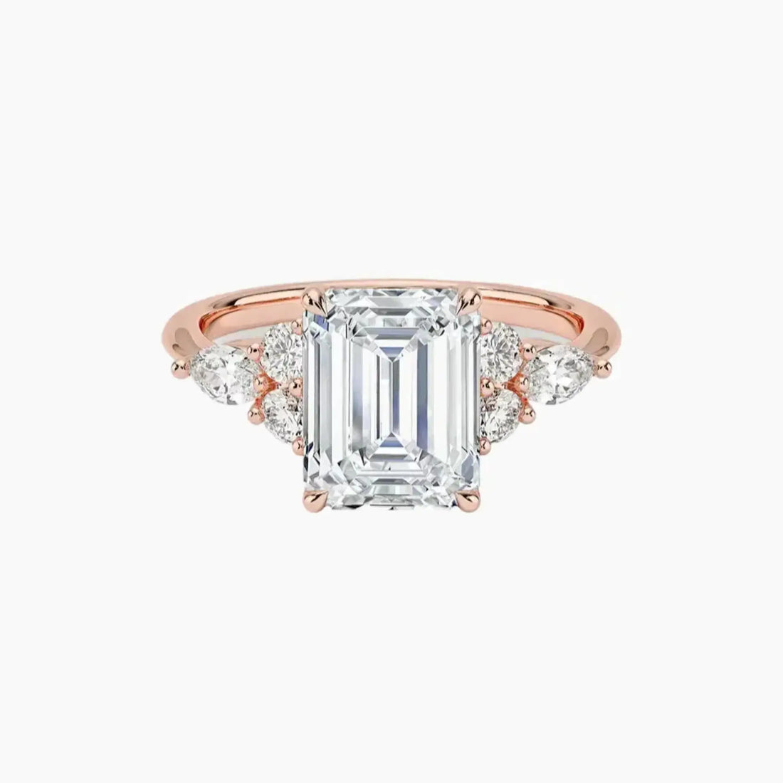 Rosalie 1 Carat Emerald Cut Solitaire Lab Grown Diamond Ring in Silver - View 4